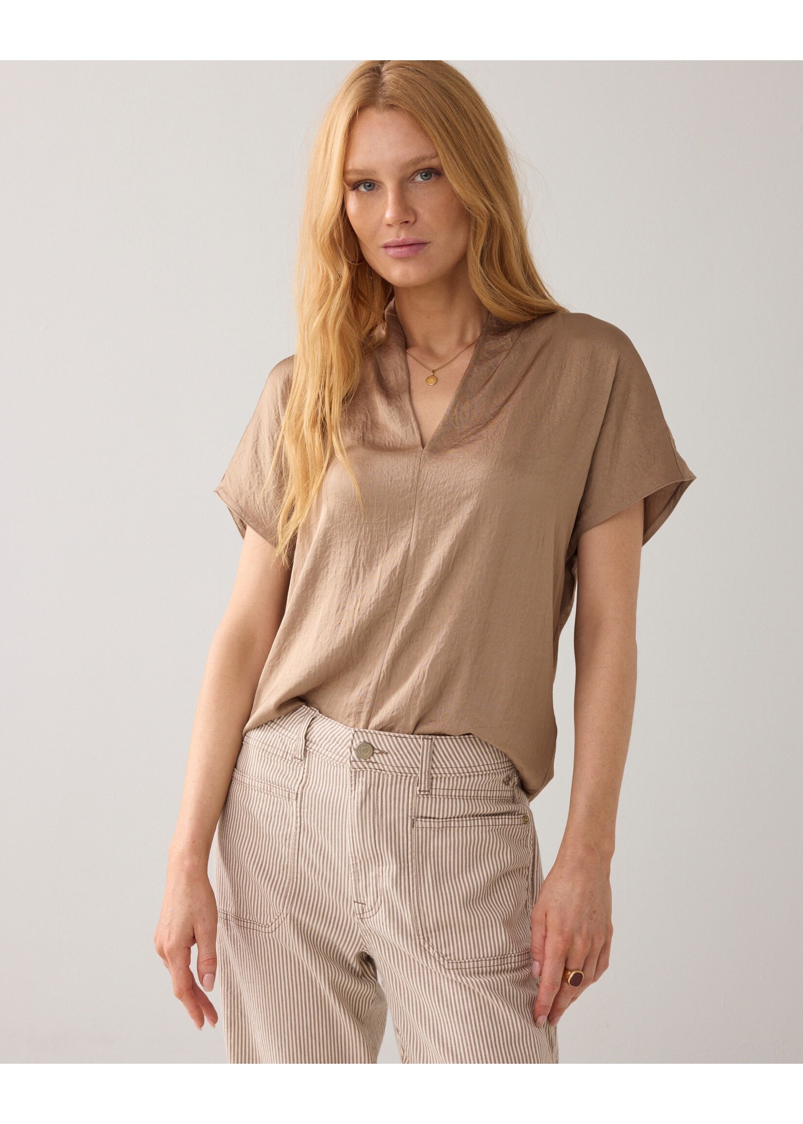 Summum Summum, Top short sleeves Silky touch, Khaki, size: