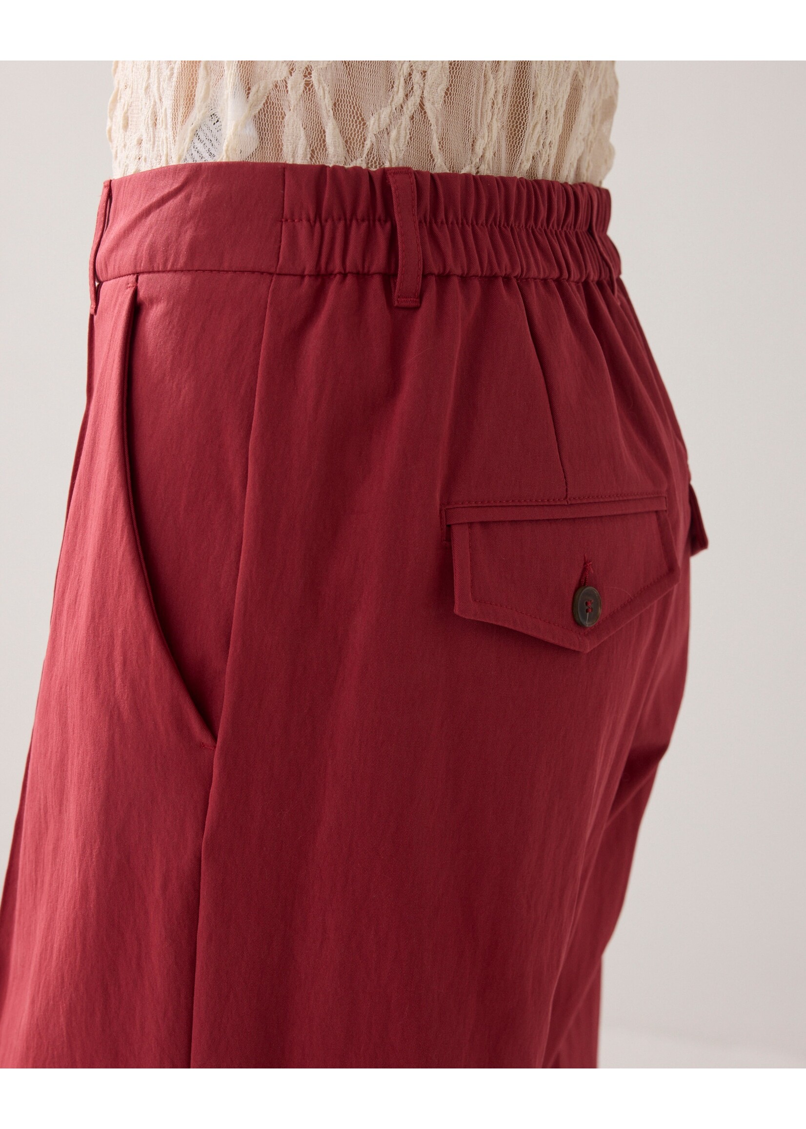 Summum Summum, Trousers wide leg Cotton blend, brick red, Size: