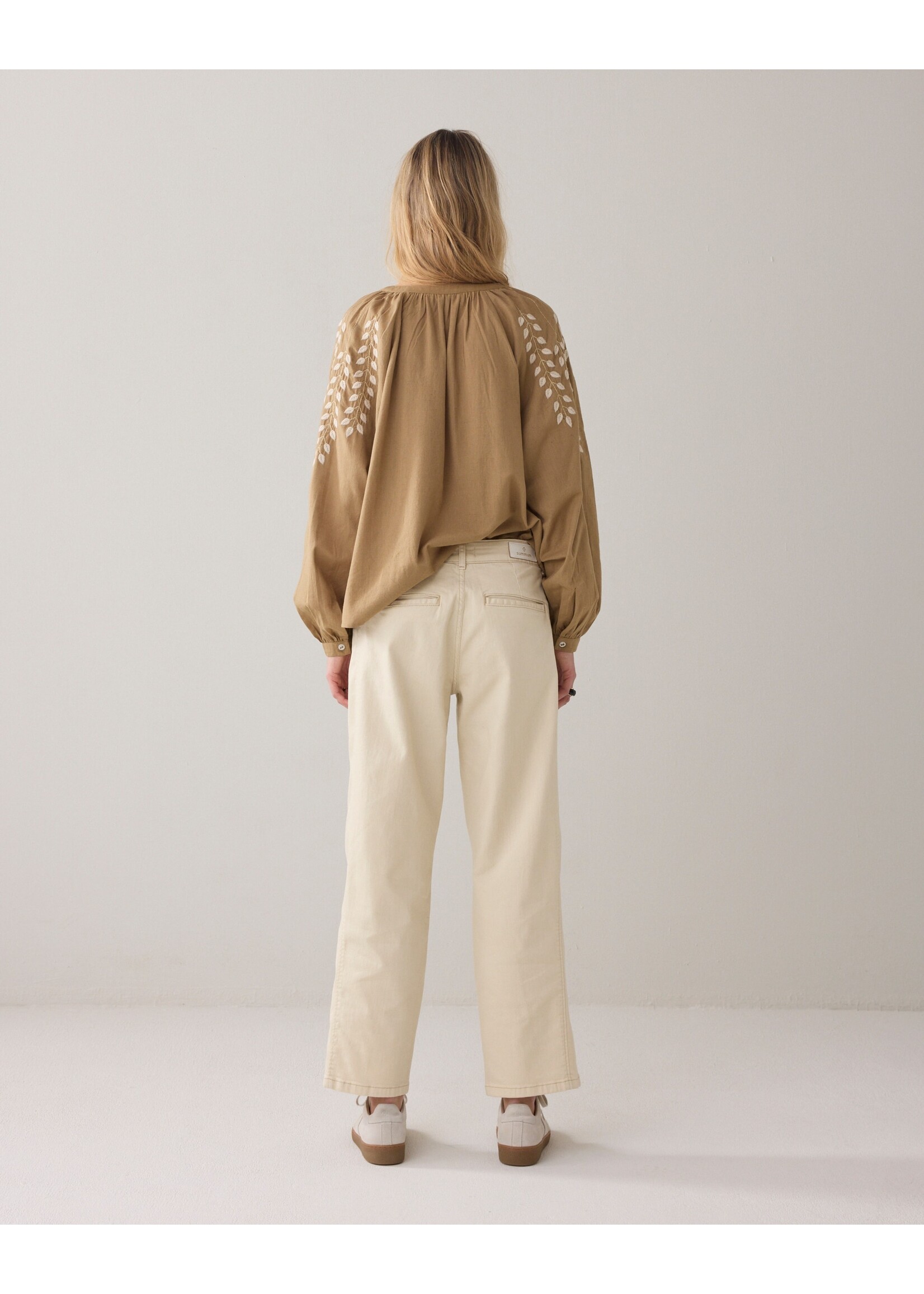 Summum Summum, Cocoon pant Heritage stretch twill, Ivory, Size: