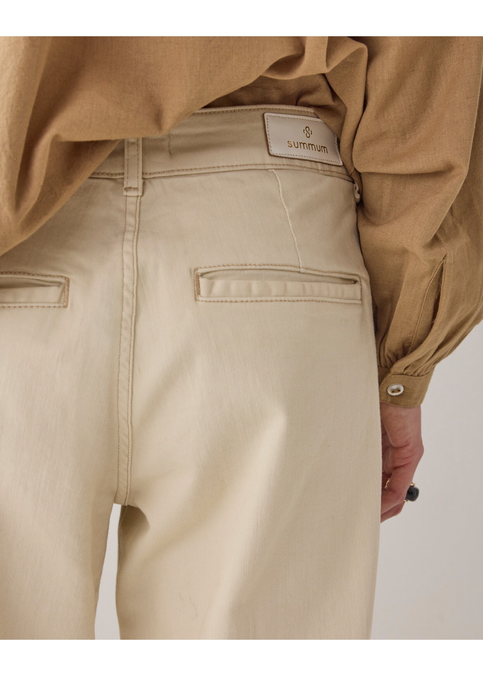 Summum Summum, Cocoon pant Heritage stretch twill, Ivory, Size: