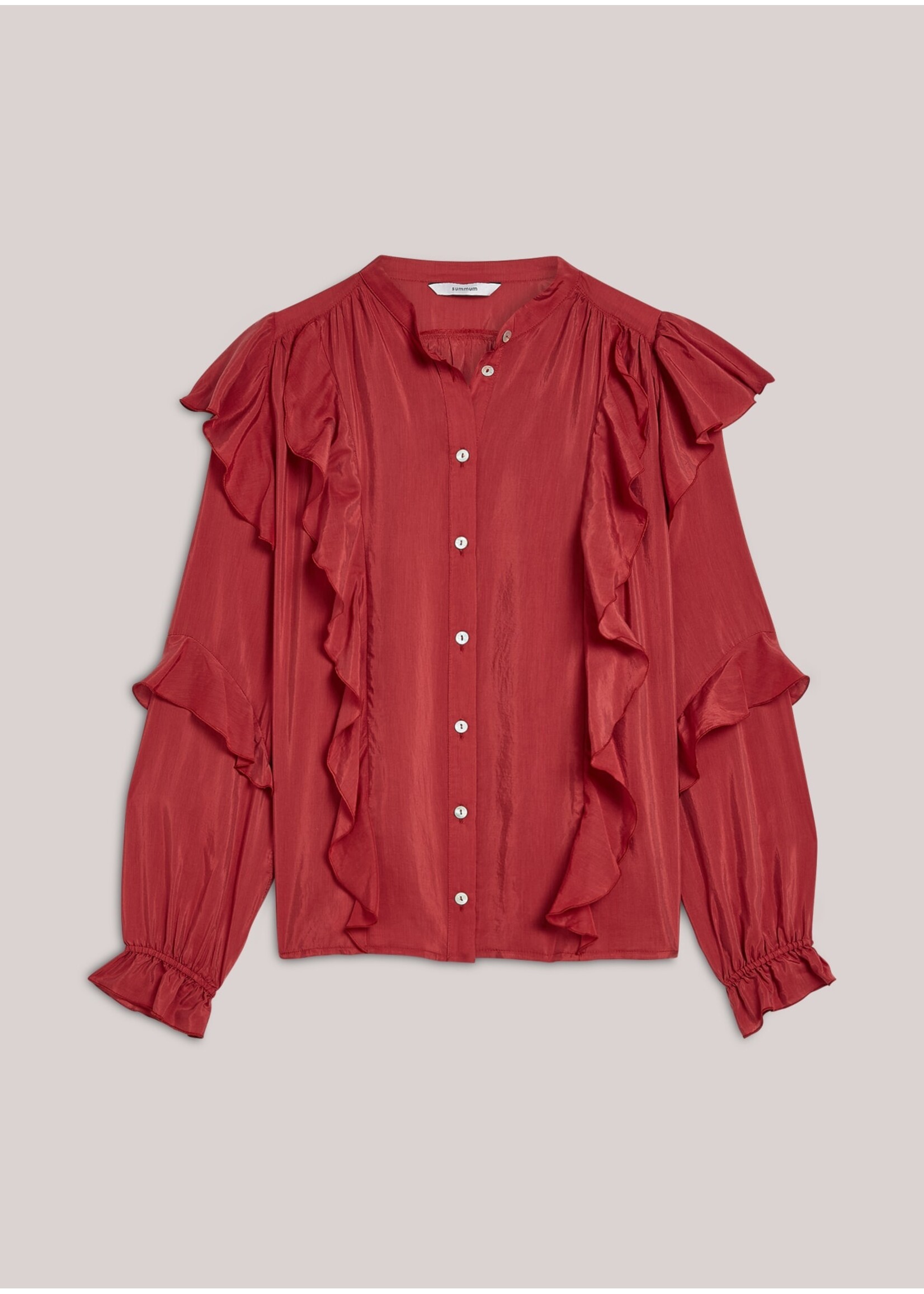Summum Summum, Top ruffles Viscose cotton, Brick red, Size: