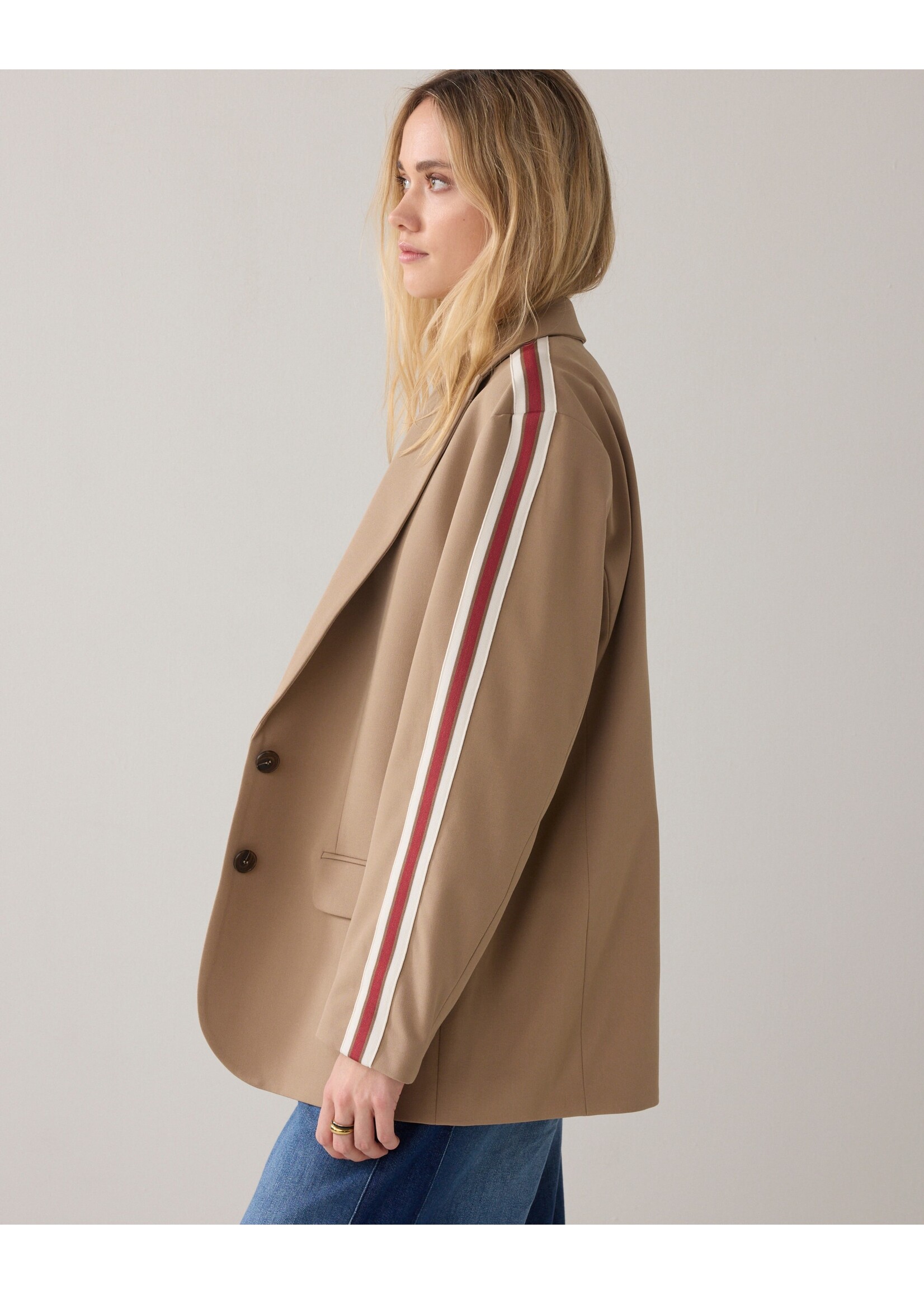 Summum Summum, Blazer with tape Viscose blend, Khaki, Size: