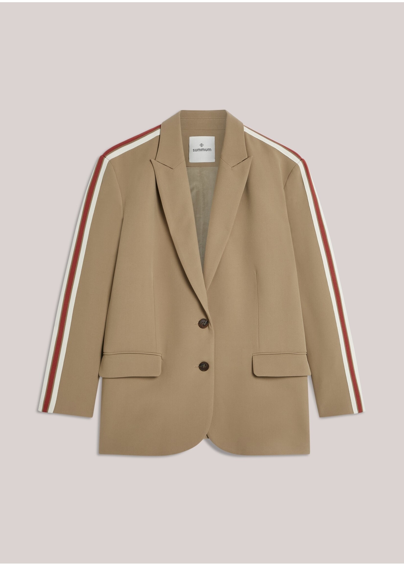 Summum Summum, Blazer with tape Viscose blend, Khaki, Size: