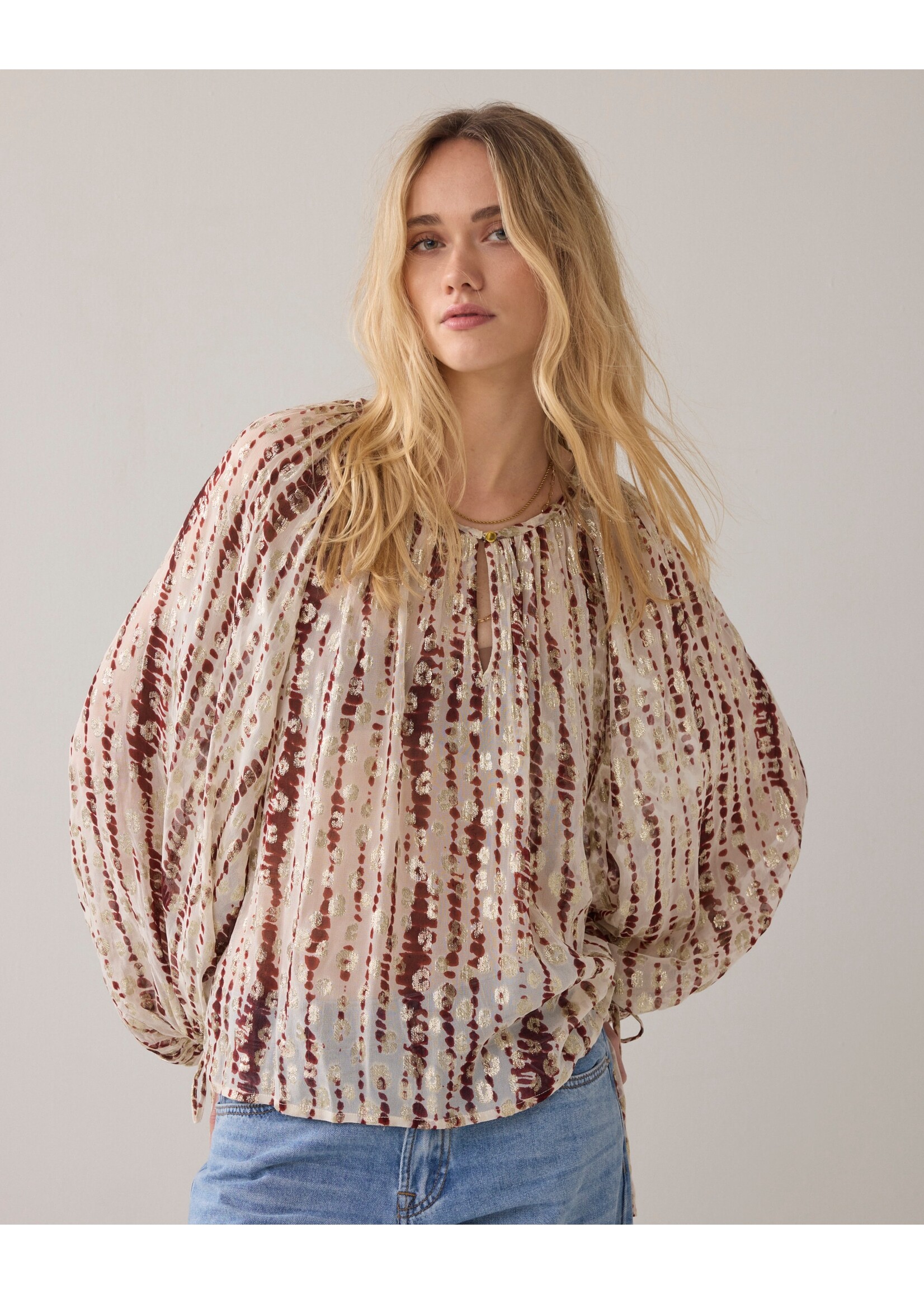 Summum Summum, Top Tiedye georgette, Brick red, Size: