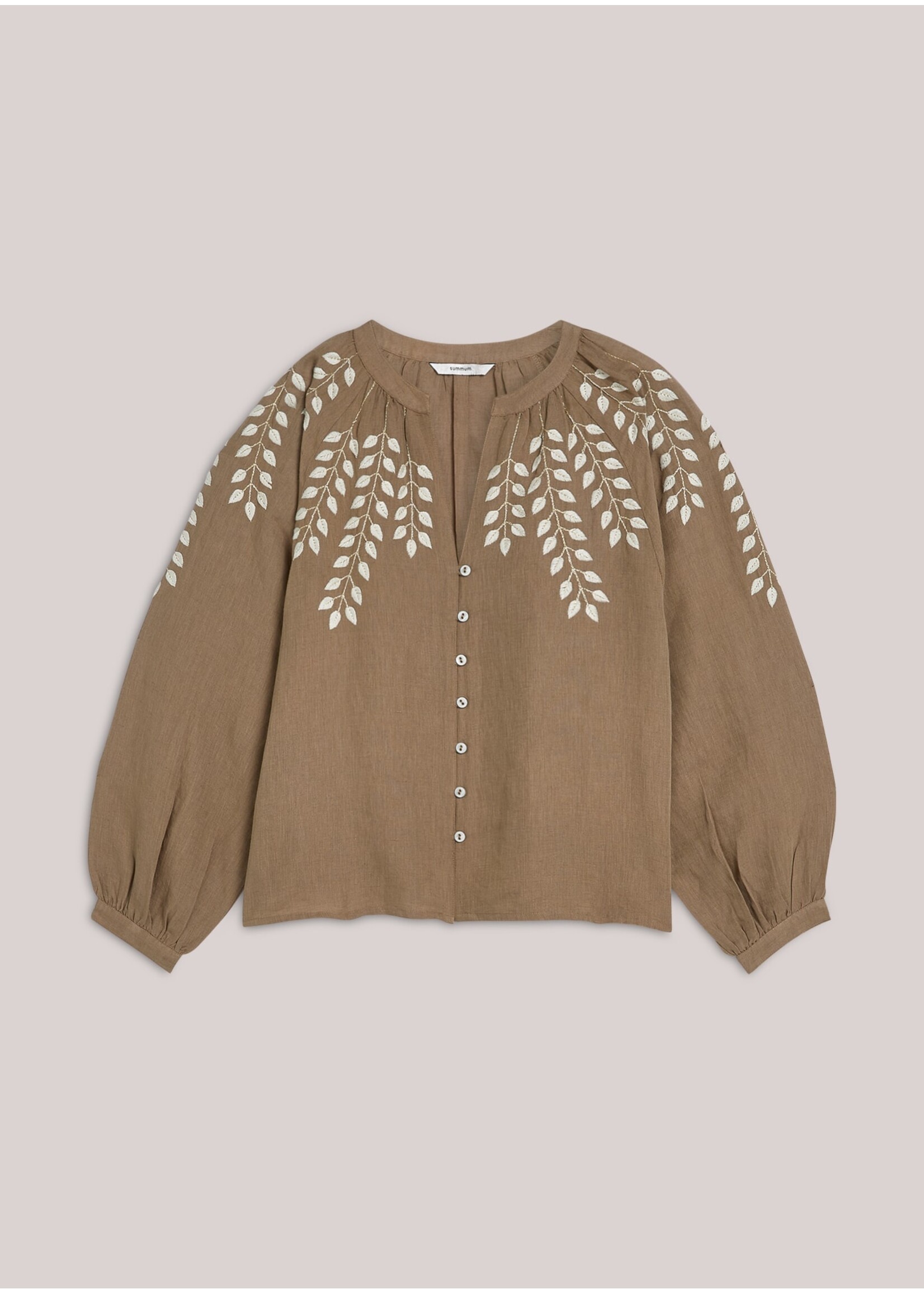 Summum Summum, Blouse Cotton branches, Khaki, Size: