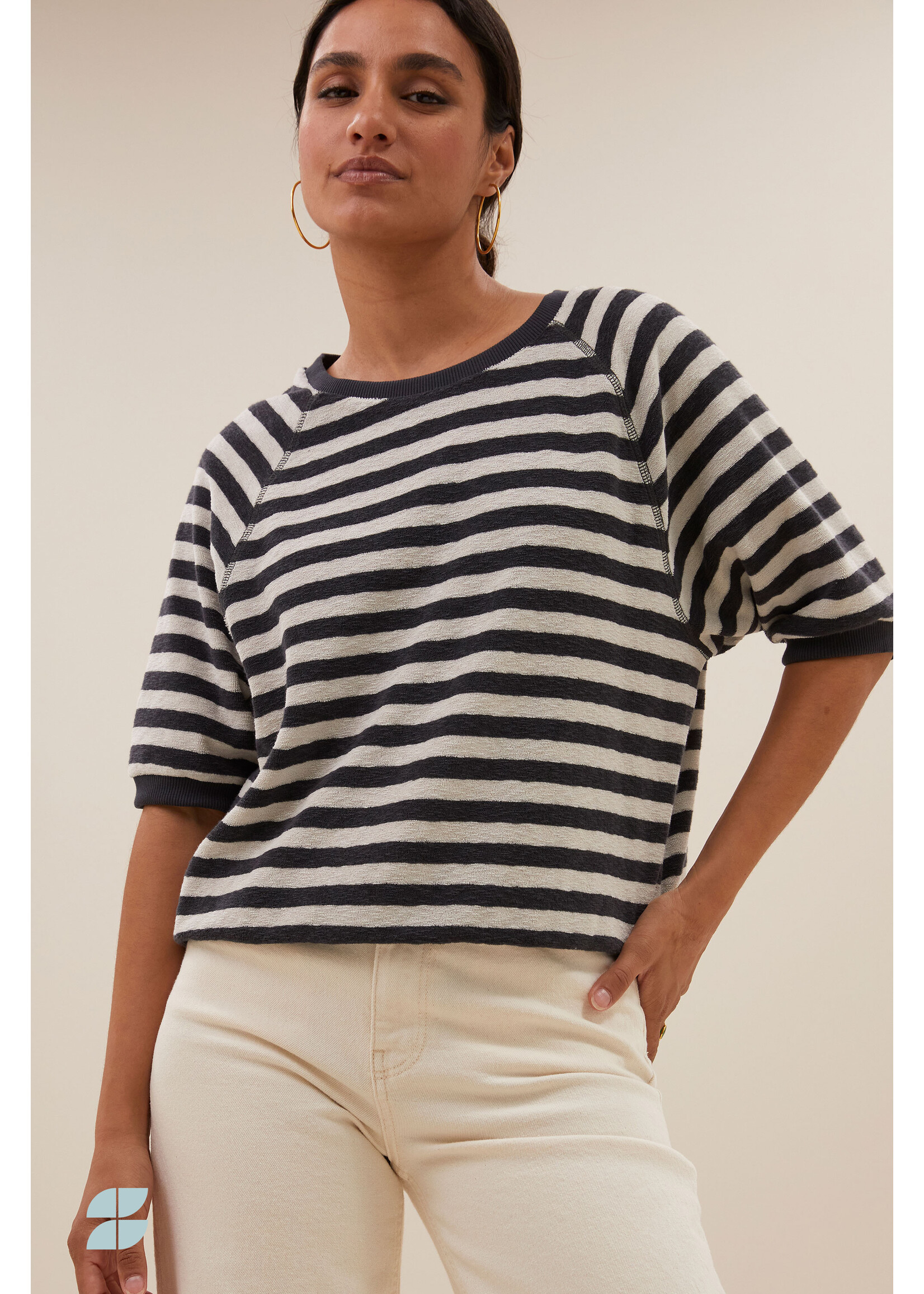 By-Bar By-Bar, neva slub stripe top, Jet black, Size: