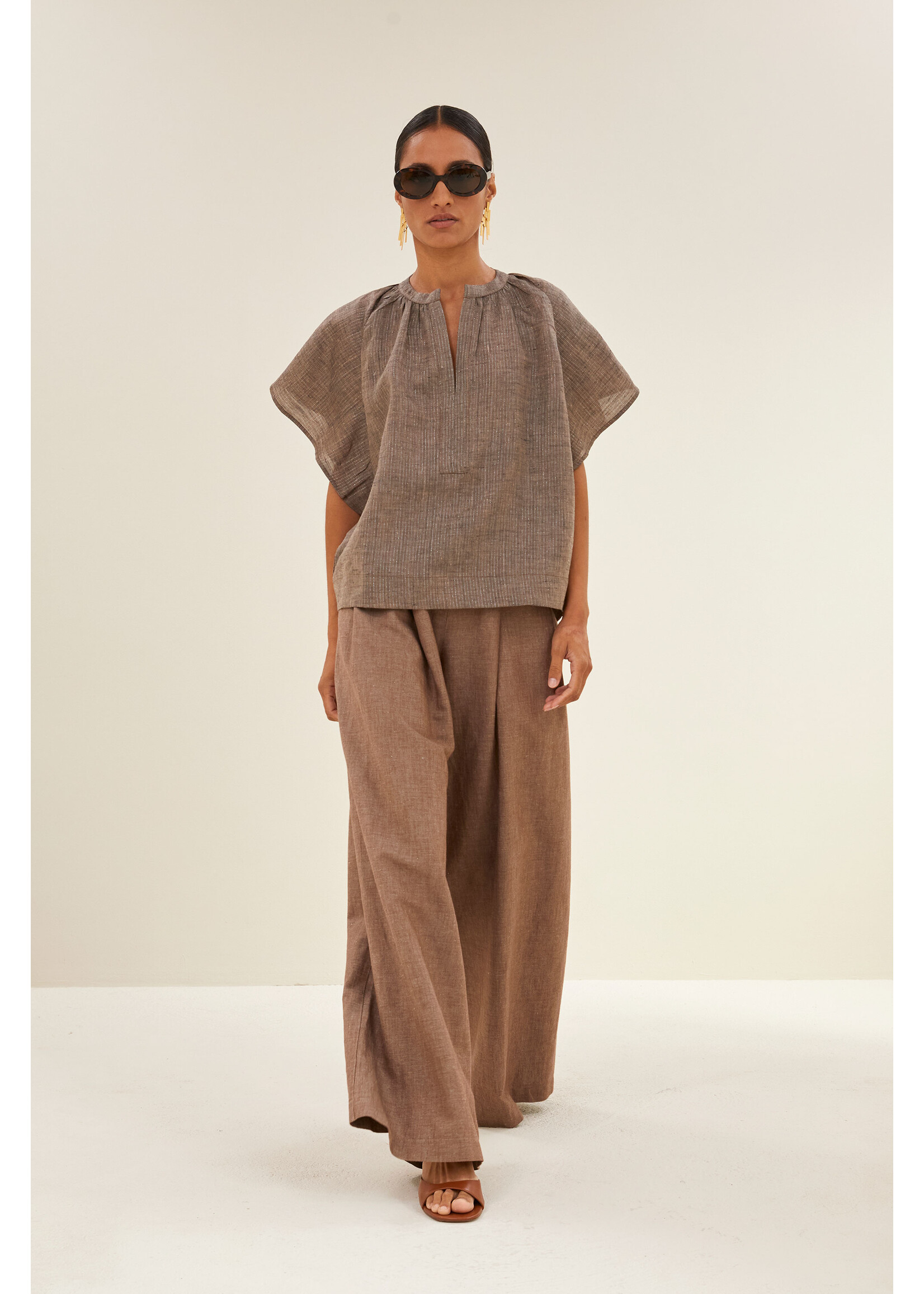 By-Bar By-Bar, vina lurex blouse, Iced cofee, size: