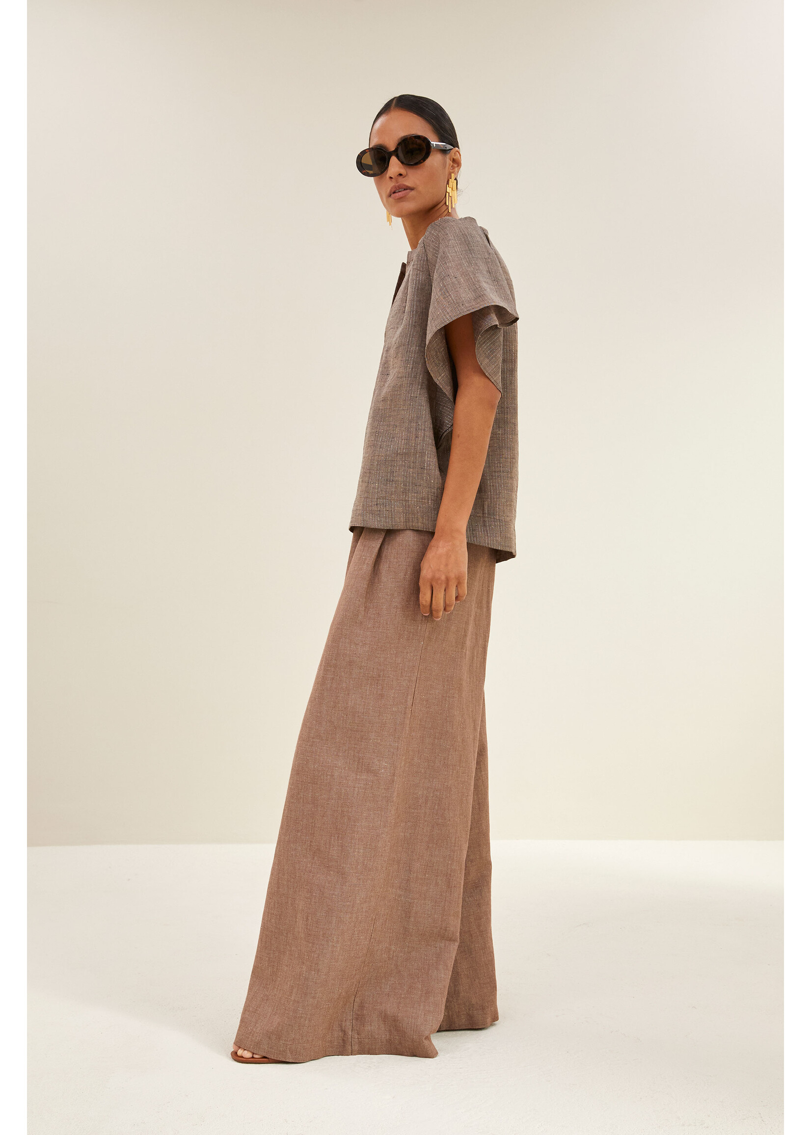 By-Bar By-Bar, vina lurex blouse, Iced cofee, size: