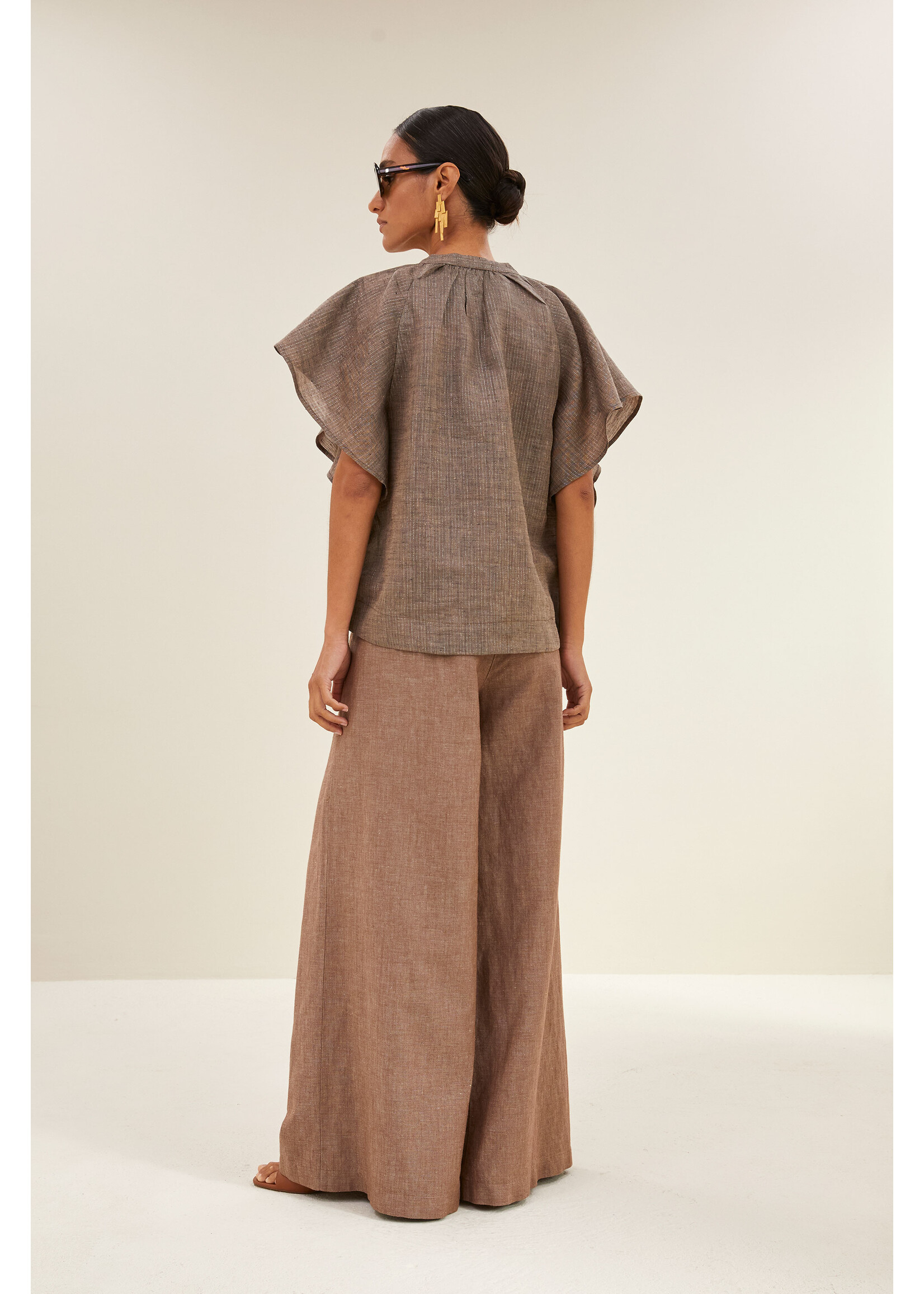 By-Bar By-Bar, vina lurex blouse, Iced cofee, size: