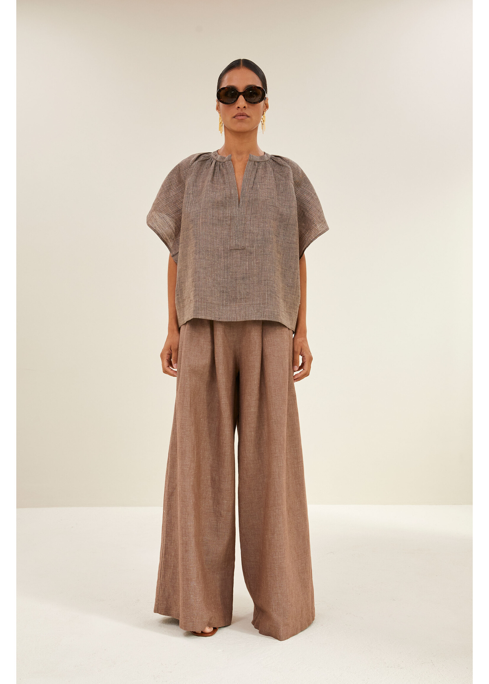 By-Bar By-Bar, vina lurex blouse, Iced cofee, size: