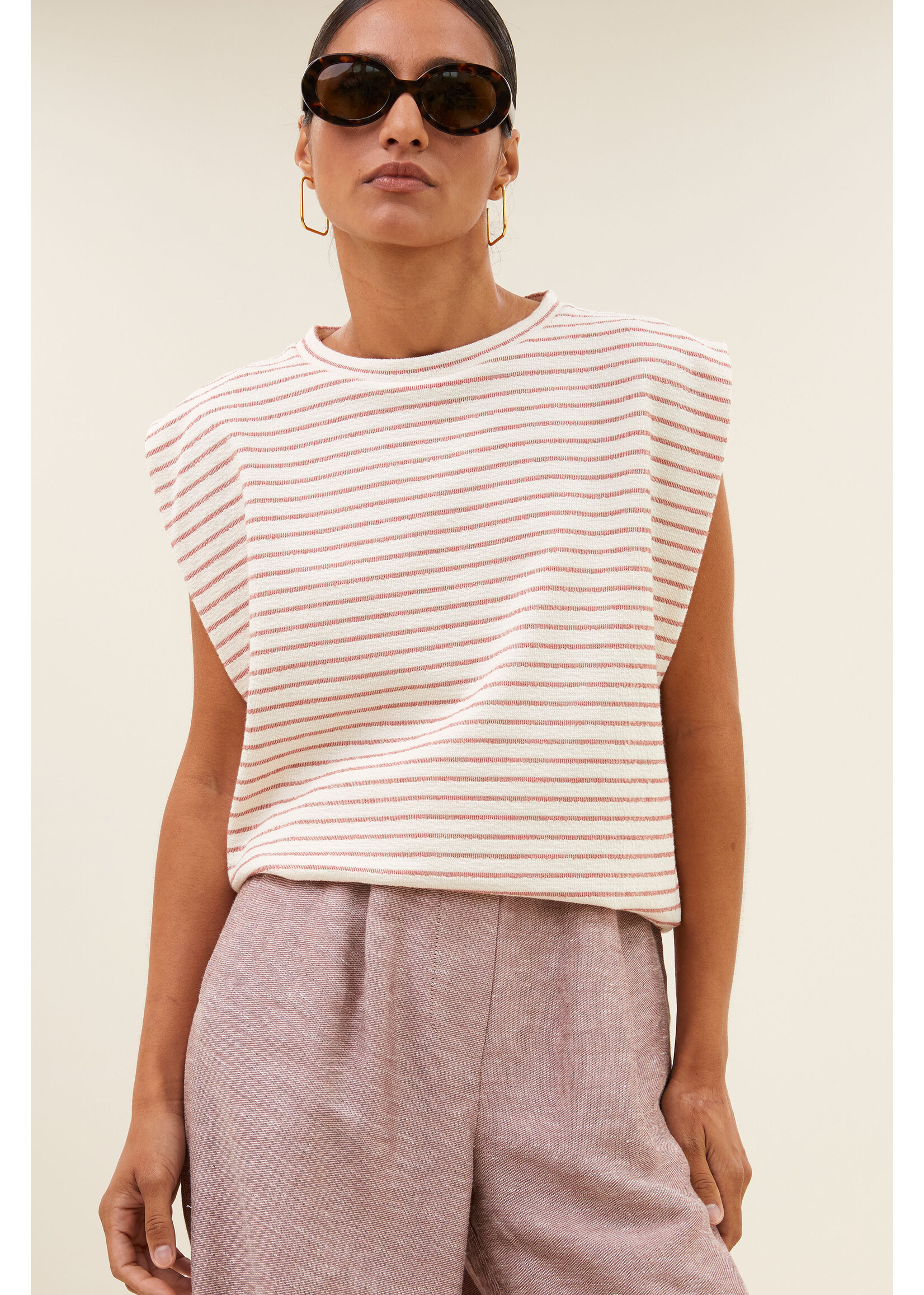 By-Bar By-Bar, diede heavy jersey stripe top, Sunset rose stripe, Size: