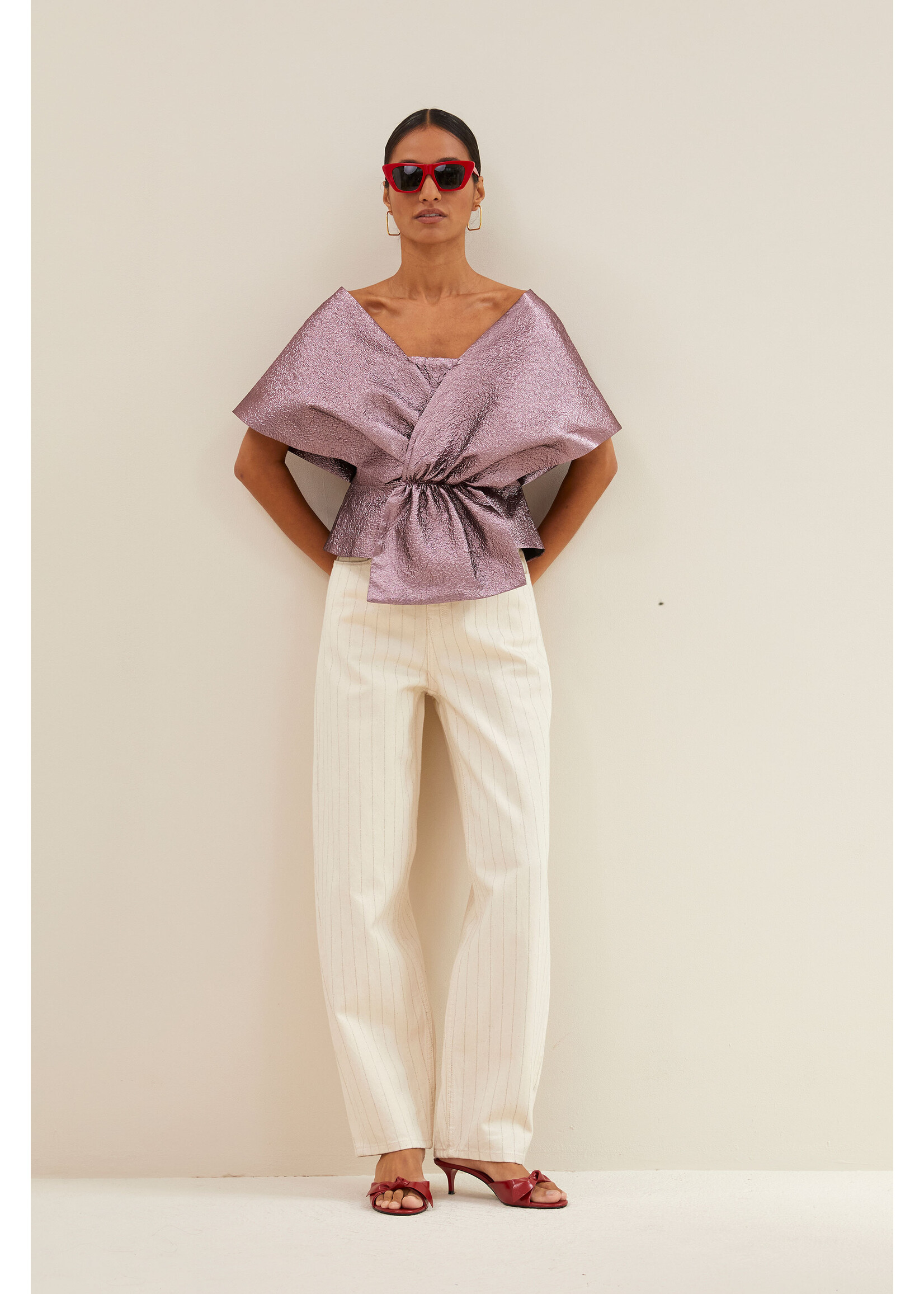 By-Bar By-Bar, lew silver stripe pants, Silver stripe, Size: