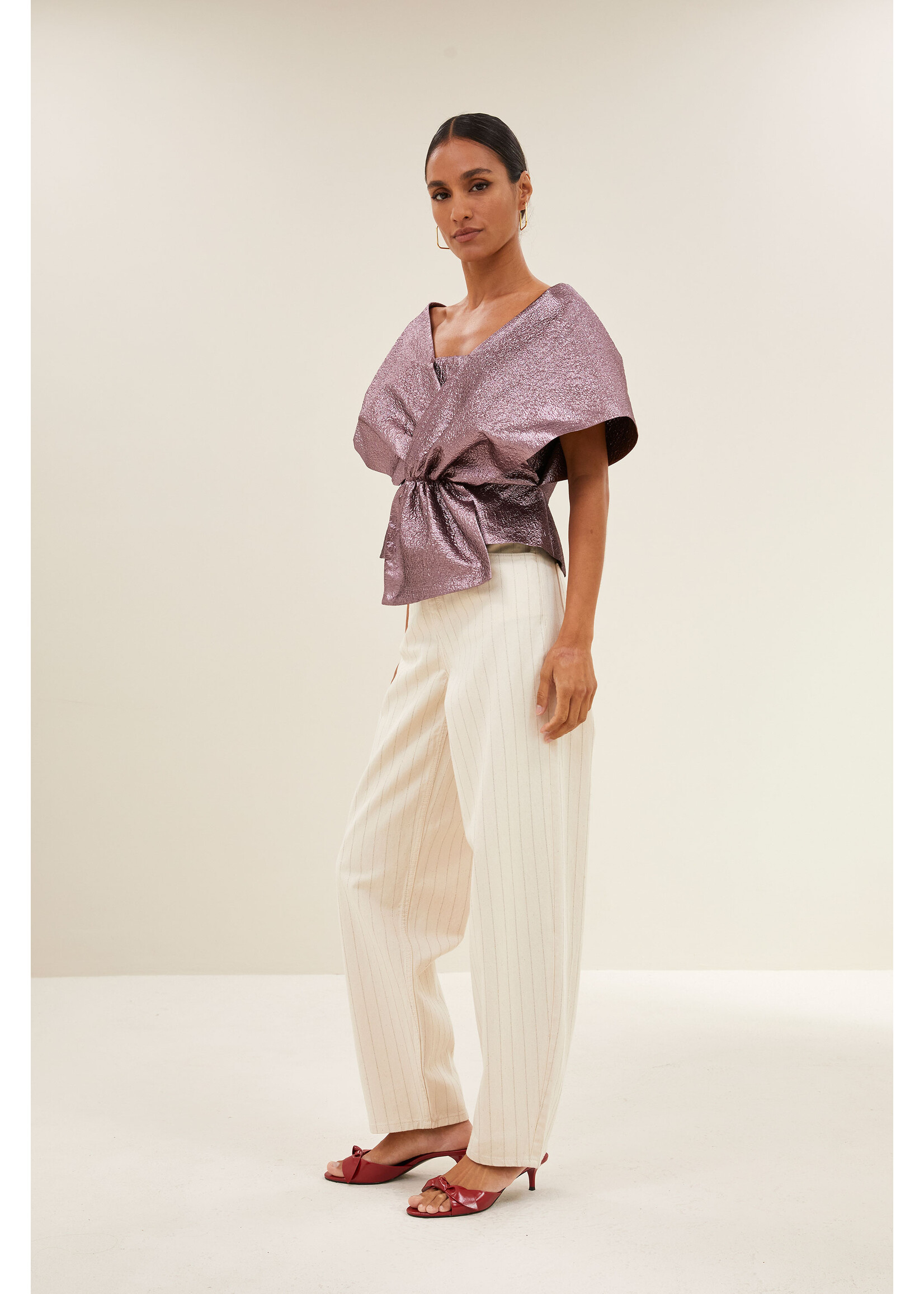 By-Bar By-Bar, lew silver stripe pants, Silver stripe, Size: