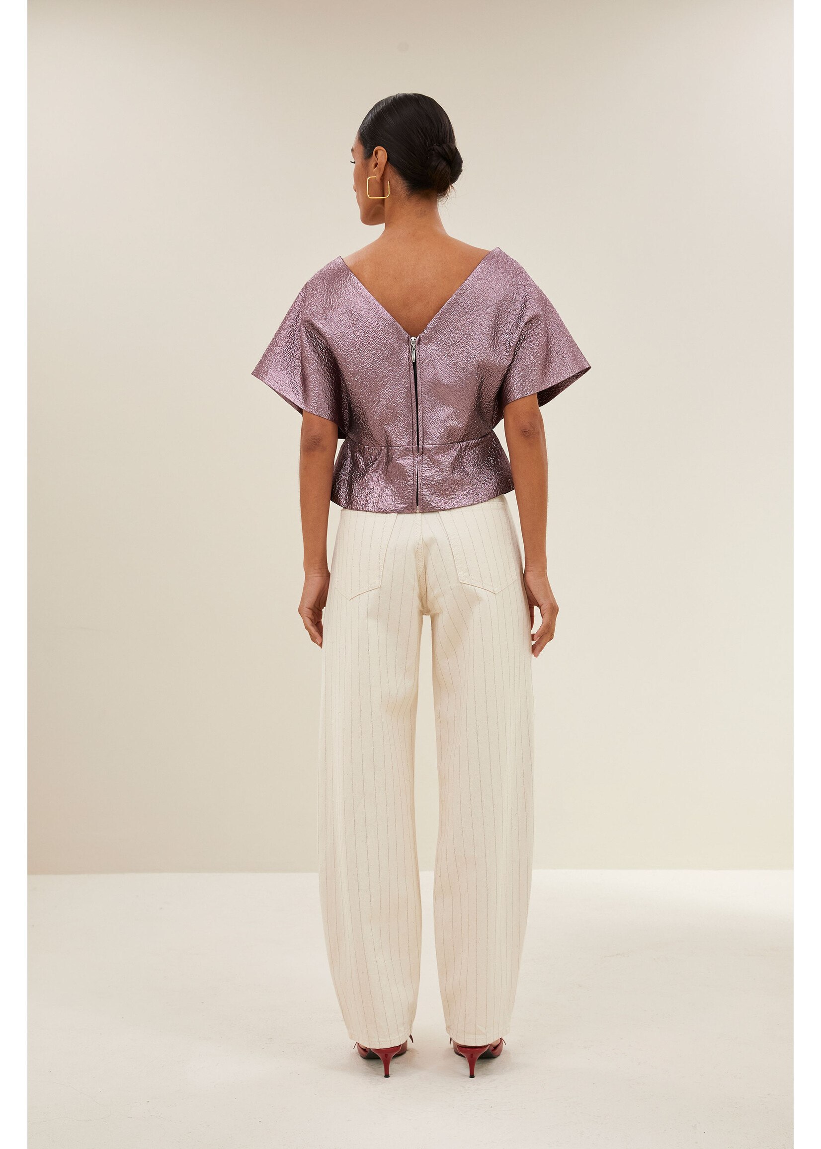 By-Bar By-Bar, lew silver stripe pants, Silver stripe, Size: