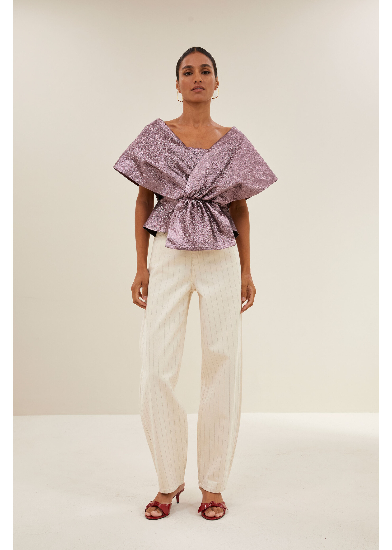 By-Bar By-Bar, lew silver stripe pants, Silver stripe, Size: