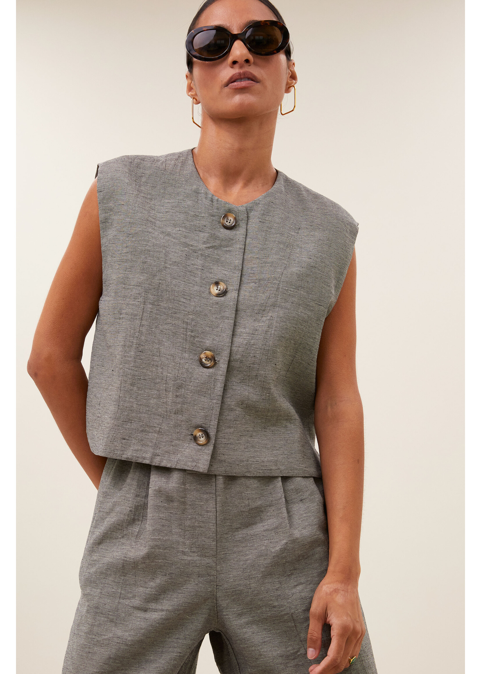 By-Bar By-Bar, nori melange gilet, charcoal melee, Size:
