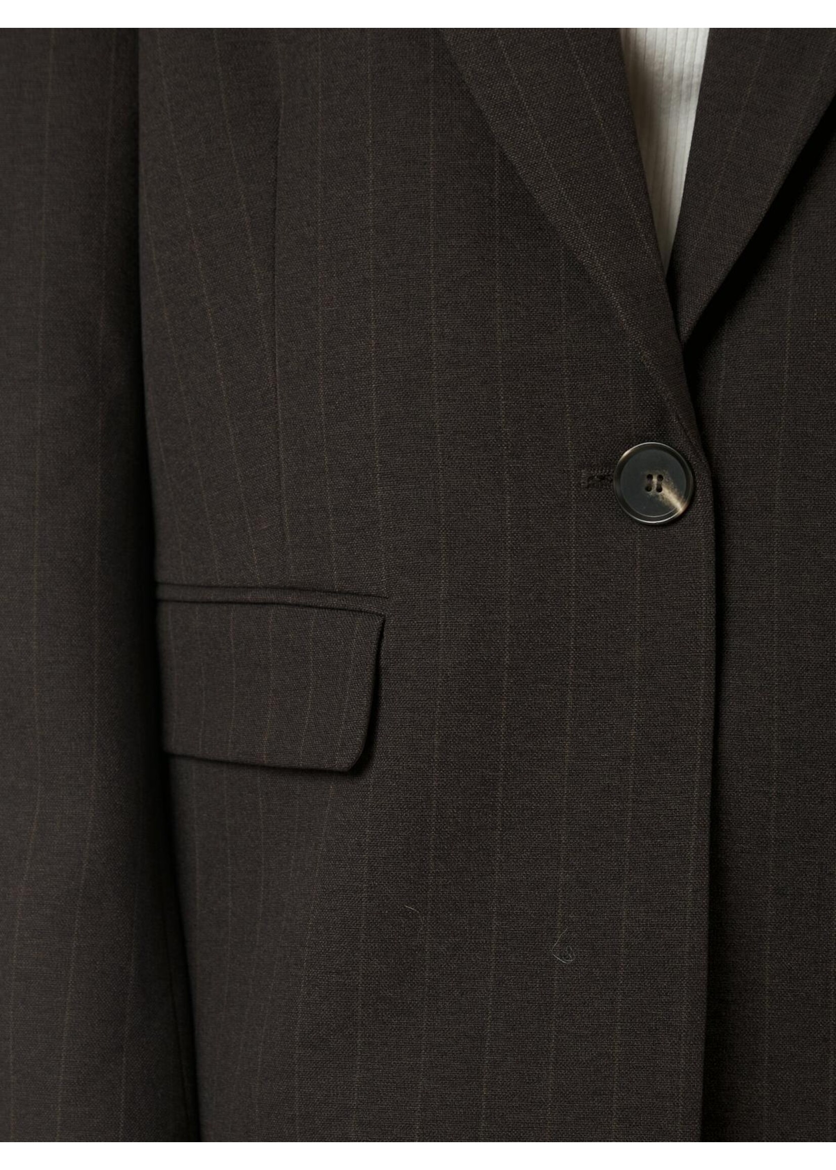 Neo Noir Neo Noir, Gaby Pinstripe Blazer, Dark brown, size: