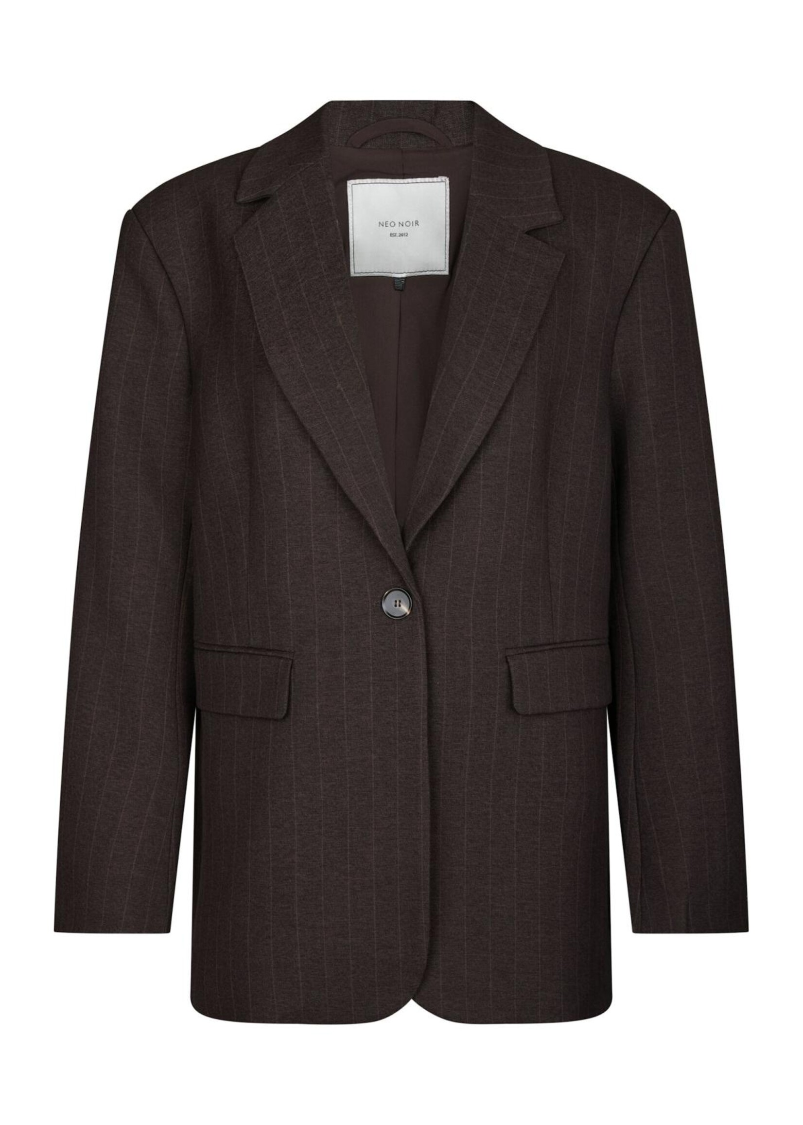 Neo Noir Neo Noir, Gaby Pinstripe Blazer, Dark brown, size: