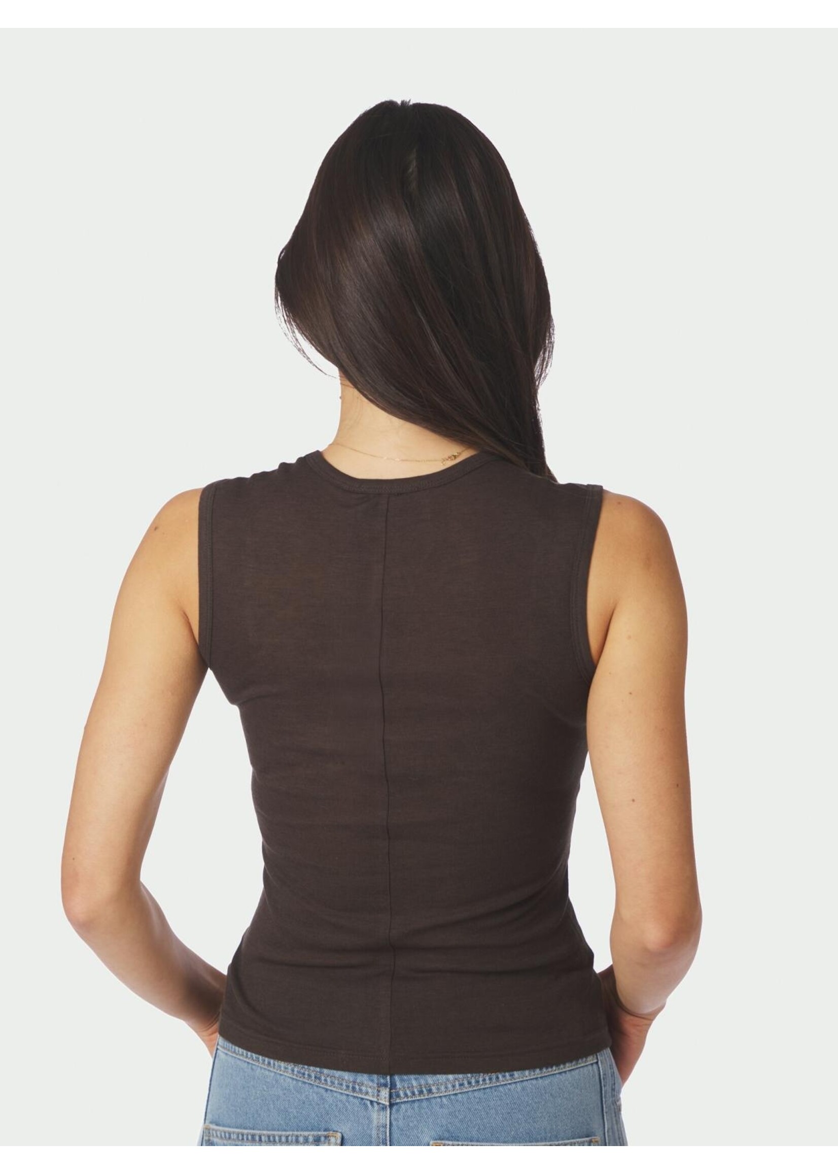 Neo Noir Neo Noir, Nimbi Fine Rib Top, Dark Brown, Size: