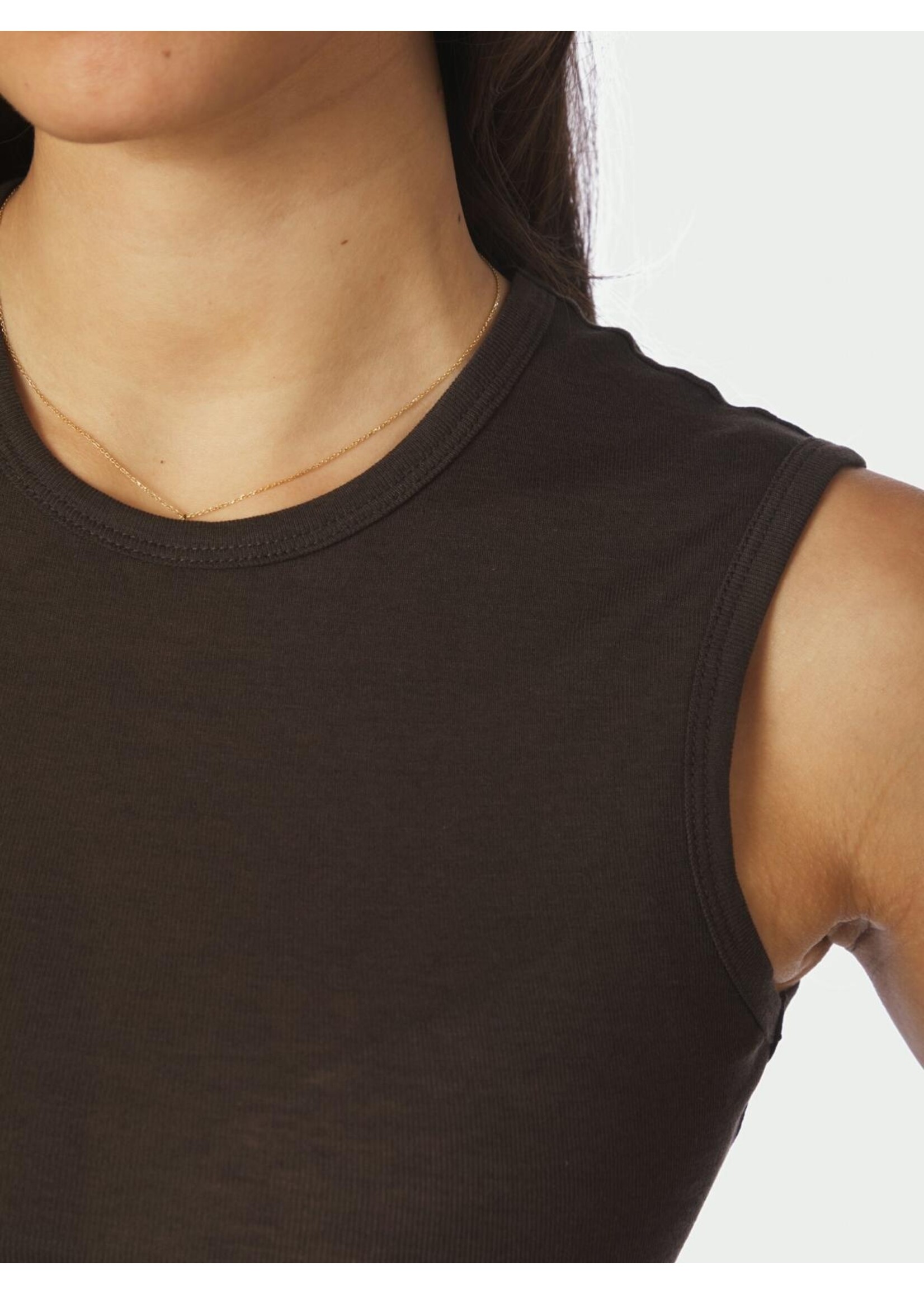 Neo Noir Neo Noir, Nimbi Fine Rib Top, Dark Brown, Size: