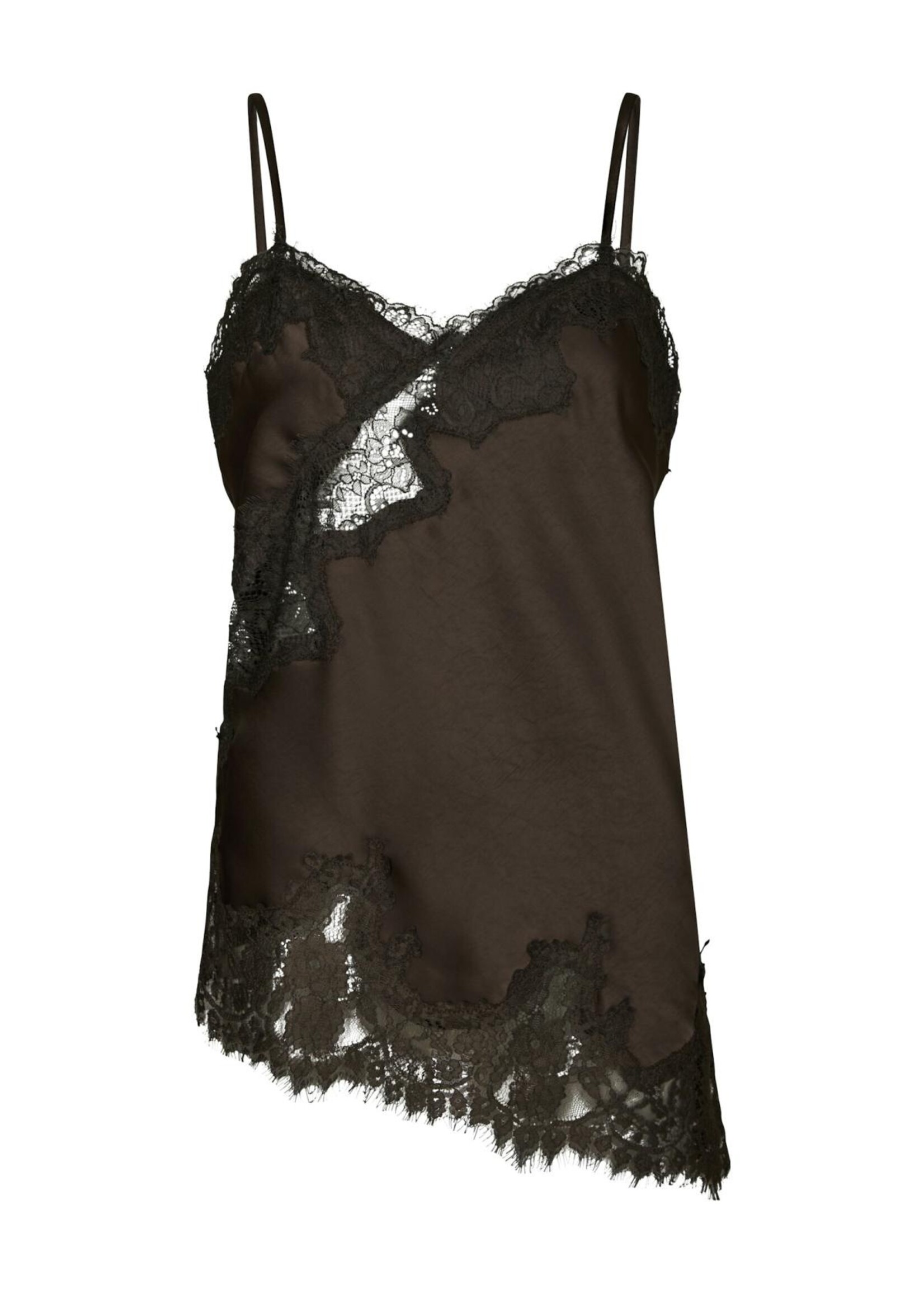 Neo Noir Neo Noir, Viole Lace Top, Dark brown, Size: