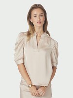 Neo Noir Neo Noir, Roella Heavy Sateen Blouse, Champagne, Size: