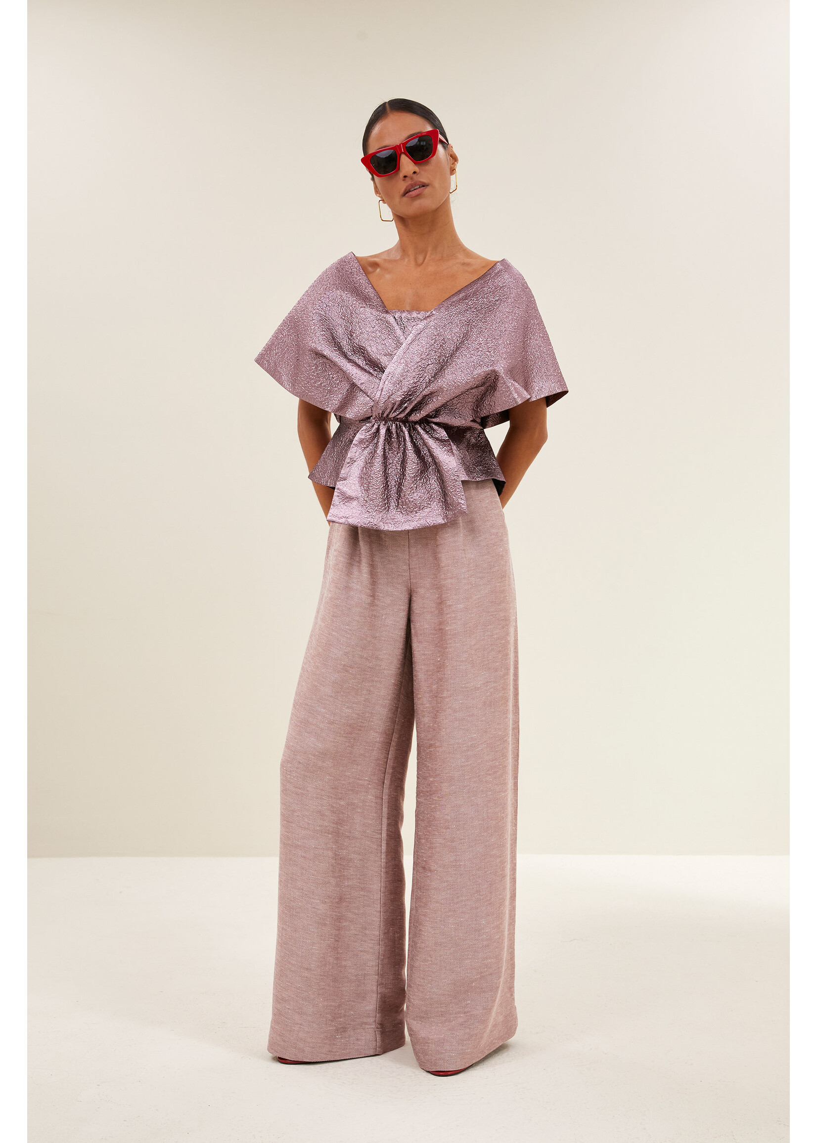 By-Bar By-Bar, simone metallic top, Dusty Lilac, Size: