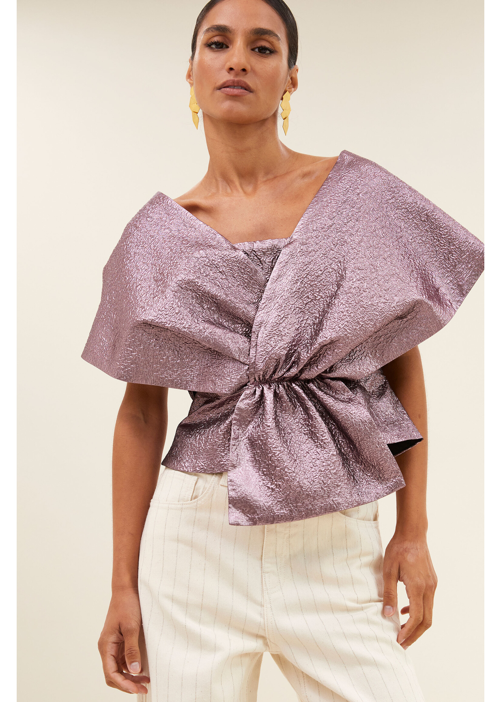 By-Bar By-Bar, simone metallic top, Dusty Lilac, Size: