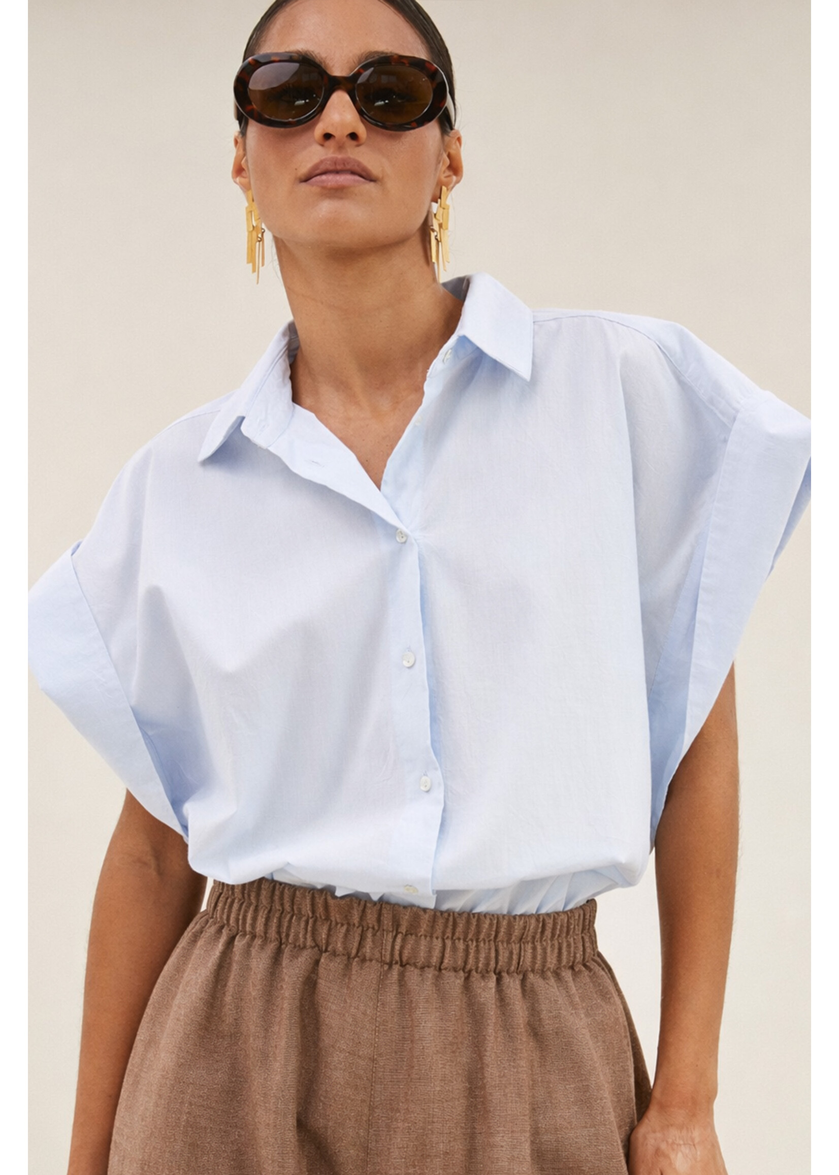 By-Bar By-Bar, pixie chambray blouse, Light blue, Size: