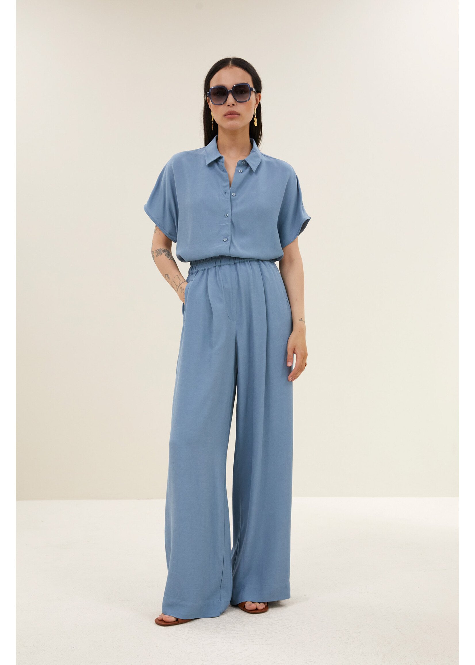 By-Bar By-Bar, barley viscose blouse, Blue stone, Size: