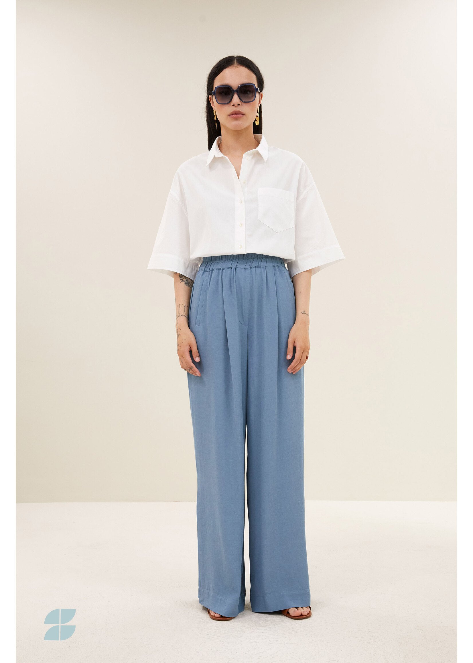 By-Bar By-Bar, benji viscose pants, Blue stone, Size: