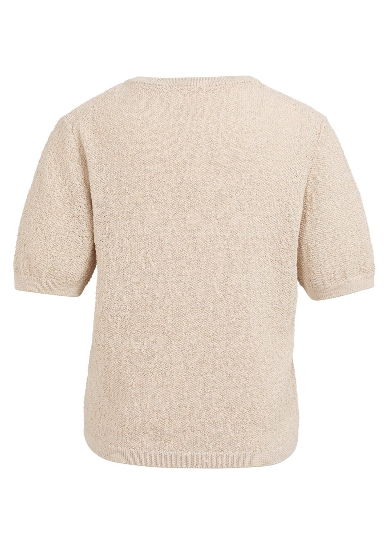 Yaya Yaya, Gebreide trui met korte mouwen en structuur, desert beige, Size: