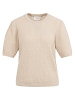 Yaya Yaya, Gebreide trui met korte mouwen en structuur, desert beige, Size: