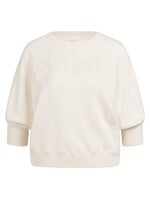 Yaya Yaya, Sweater met raglanmouwen en geborduurd artwork, Ecru melange, Size: