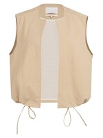 Yaya Yaya, Mouwloos zomerjack met trekkoordjes, Desert beige, Size: