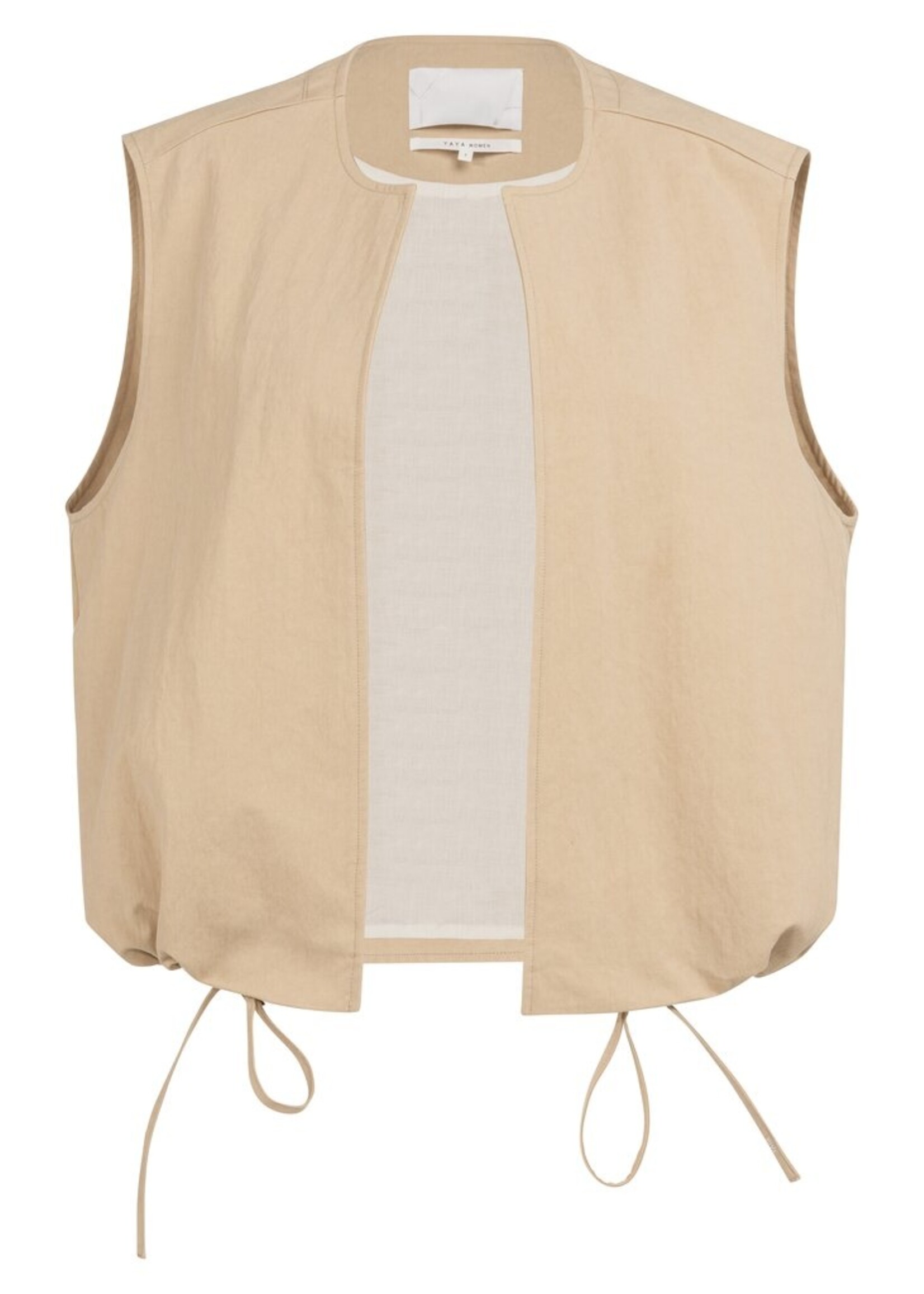 Yaya Yaya, Mouwloos zomerjack met trekkoordjes, Desert beige, Size: