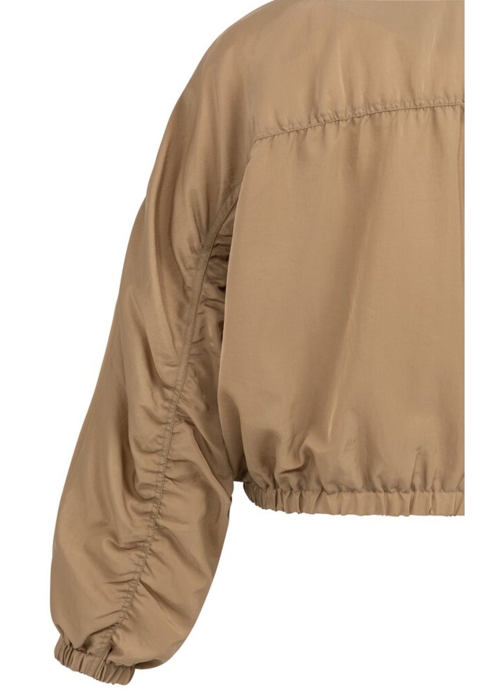 Yaya Yaya, Kort oversized jack met plooidetails, Tan brown, Size: