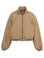 Yaya Yaya, Kort oversized jack met plooidetails, Tan brown, Size:
