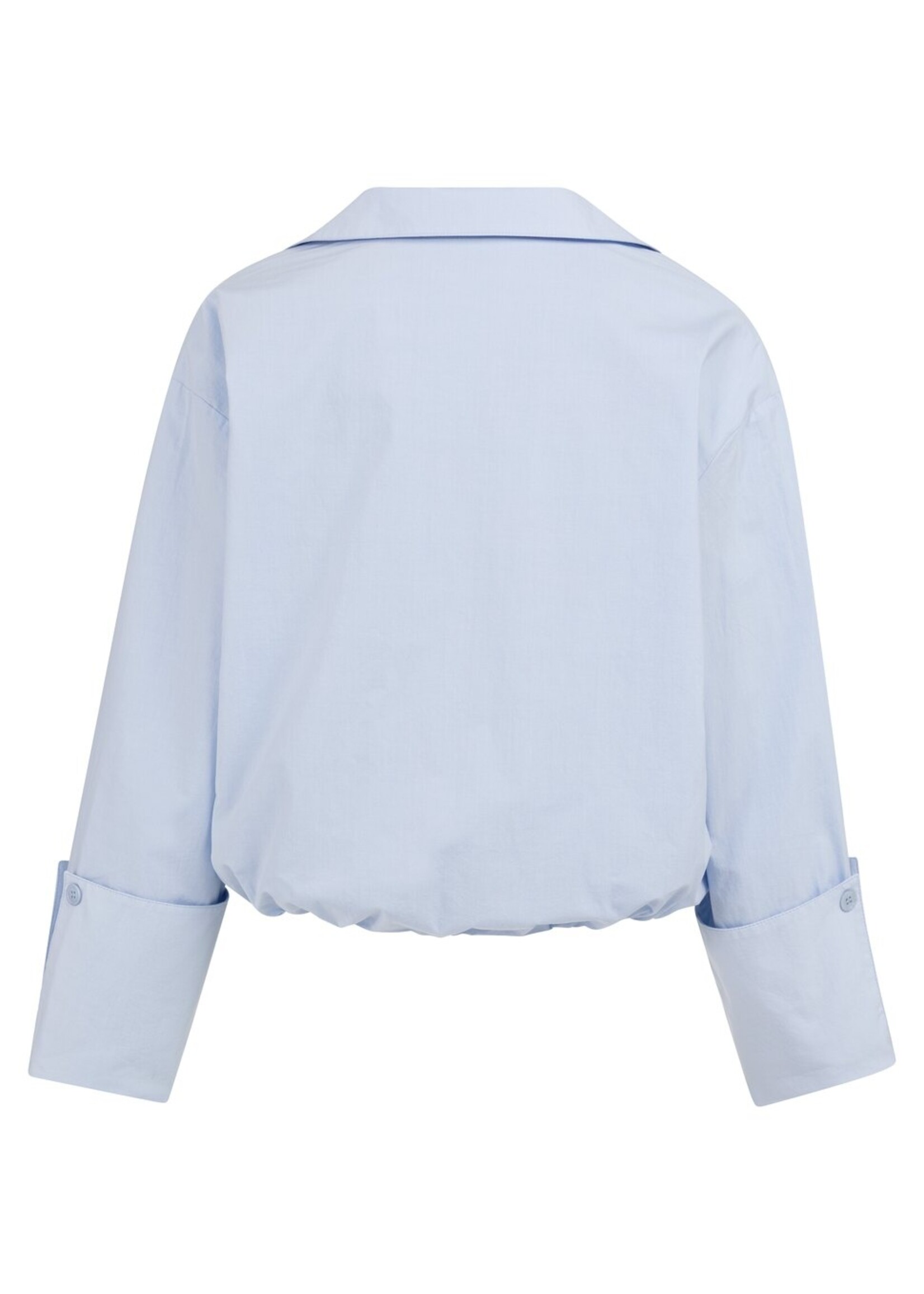 Yaya Yaya, Blouse met ballonzoom en diepe V-hals, Ice blue, Size: