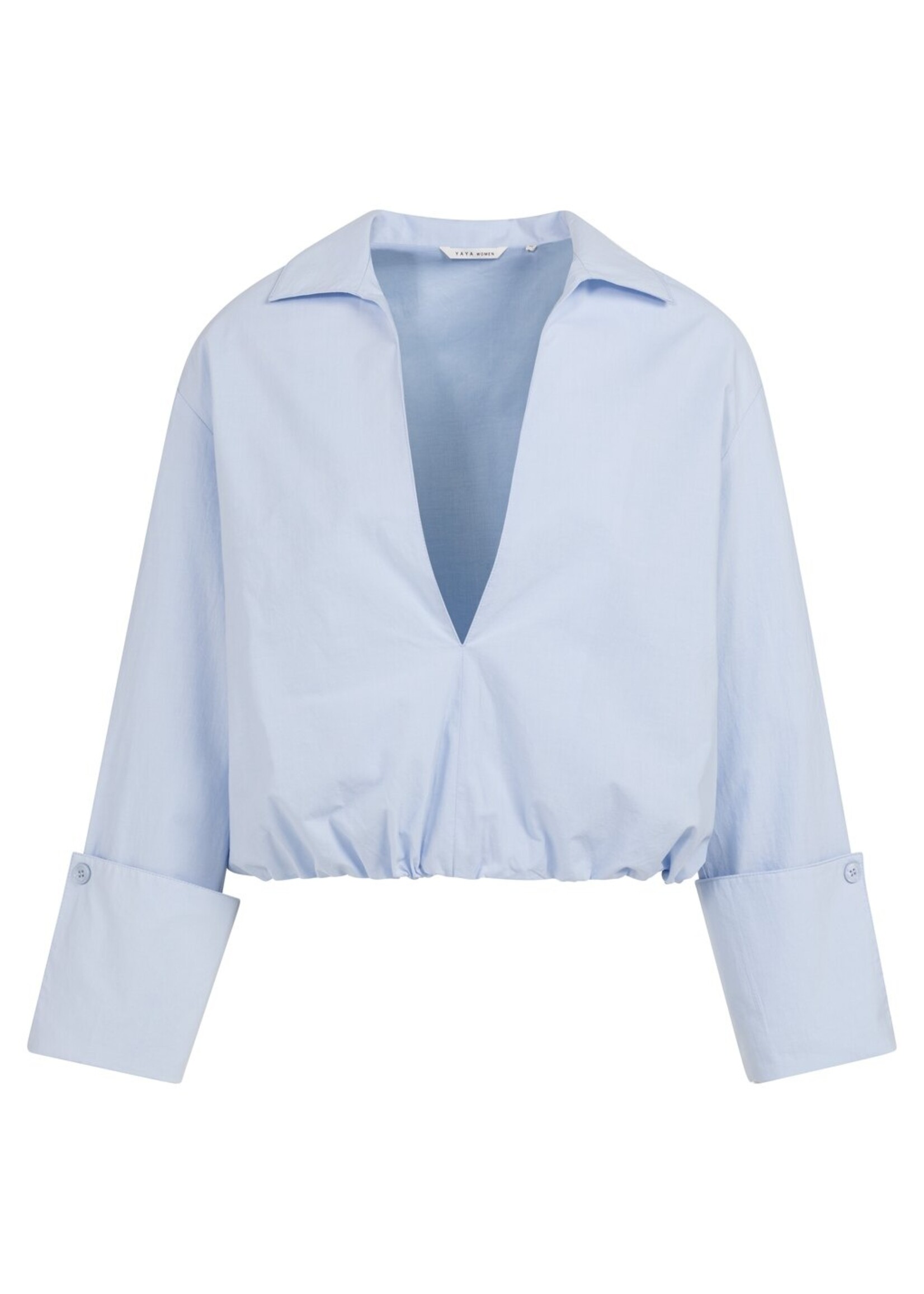 Yaya Yaya, Blouse met ballonzoom en diepe V-hals, Ice blue, Size: