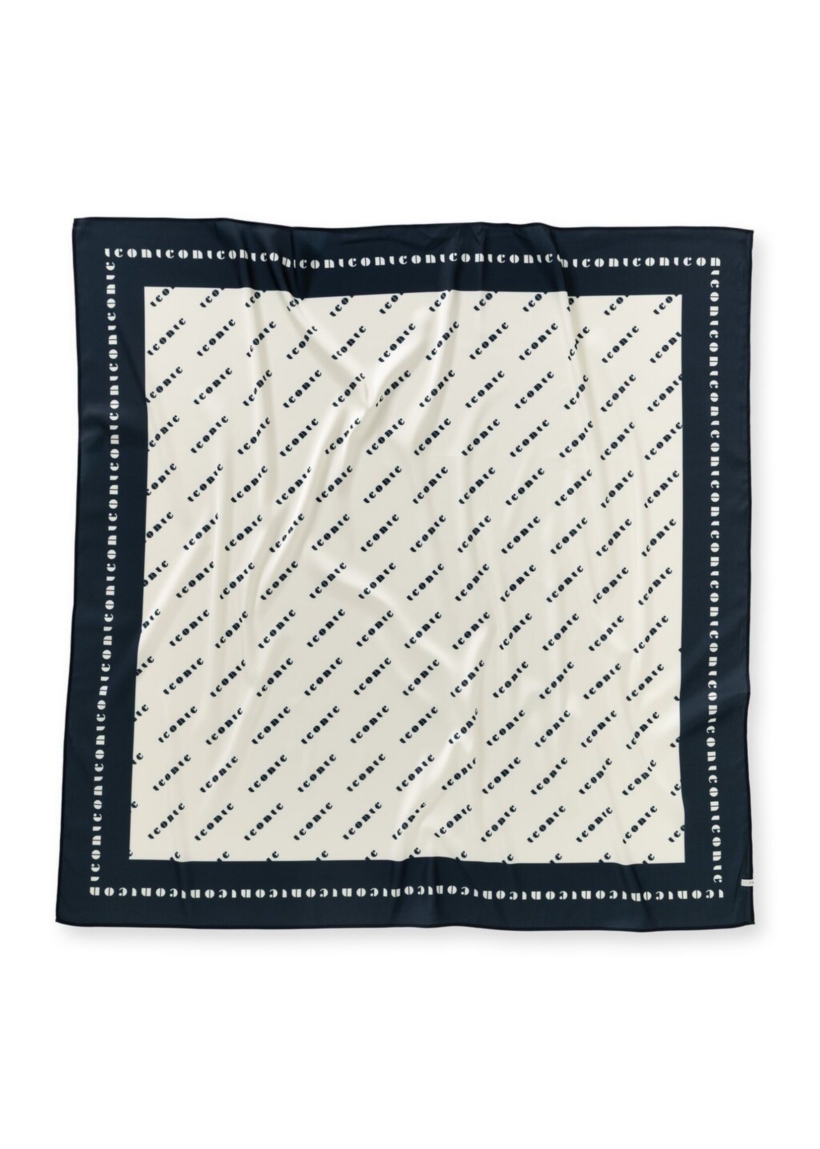 Yaya Yaya, Vierkante geweven sjaal met print 'iconic', Navy blazer, Size: