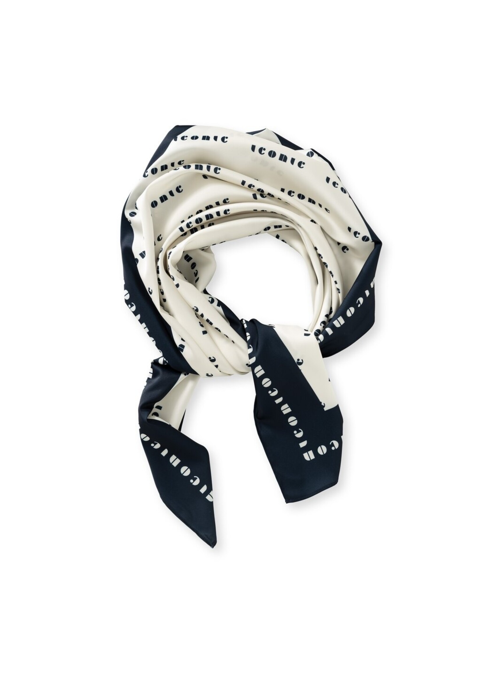 Yaya Yaya, Vierkante geweven sjaal met print 'iconic', Navy blazer, Size: