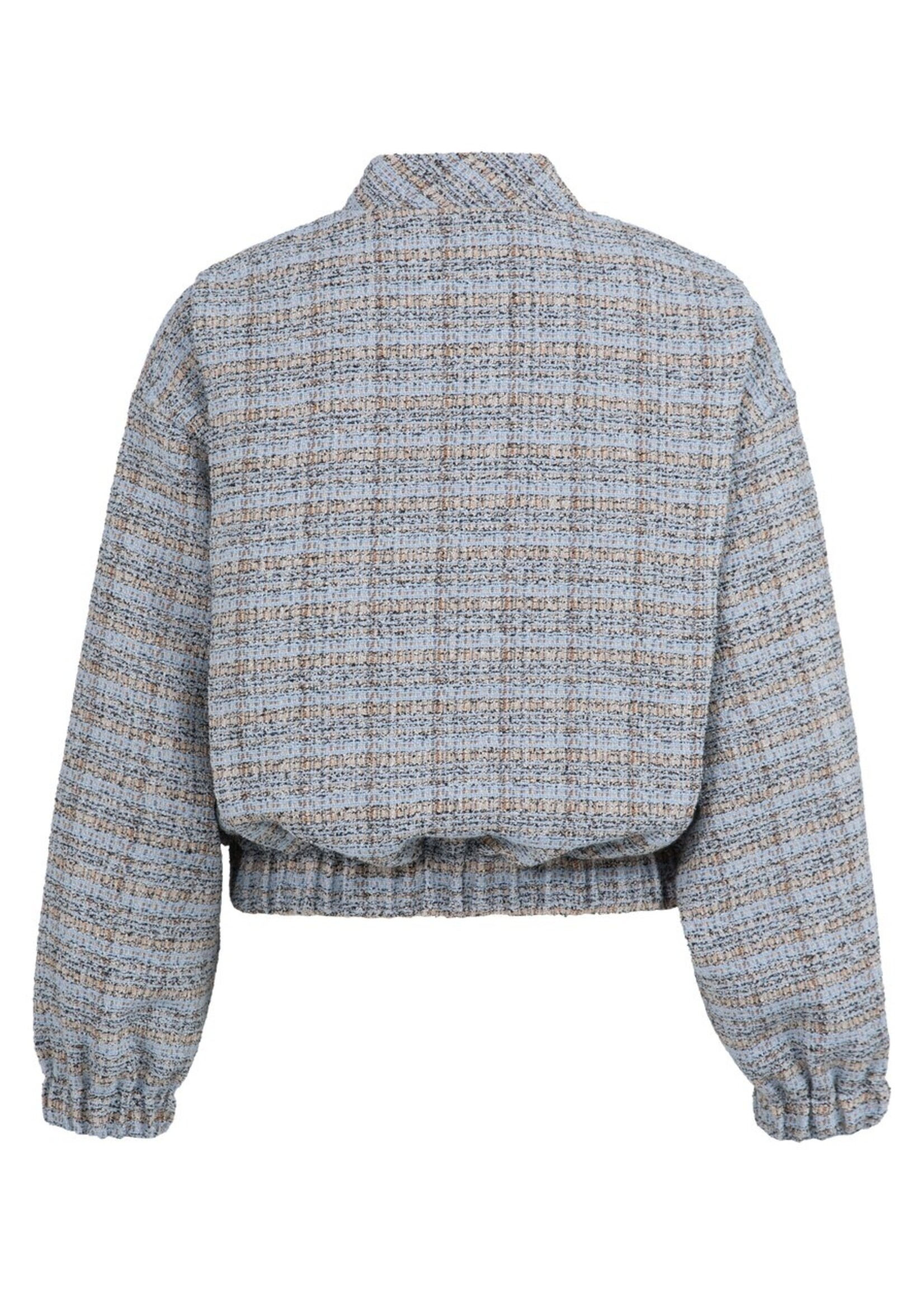 Yaya Yaya, Kort bouclé jack met elastische boorden, Ice blue dessin, Size: