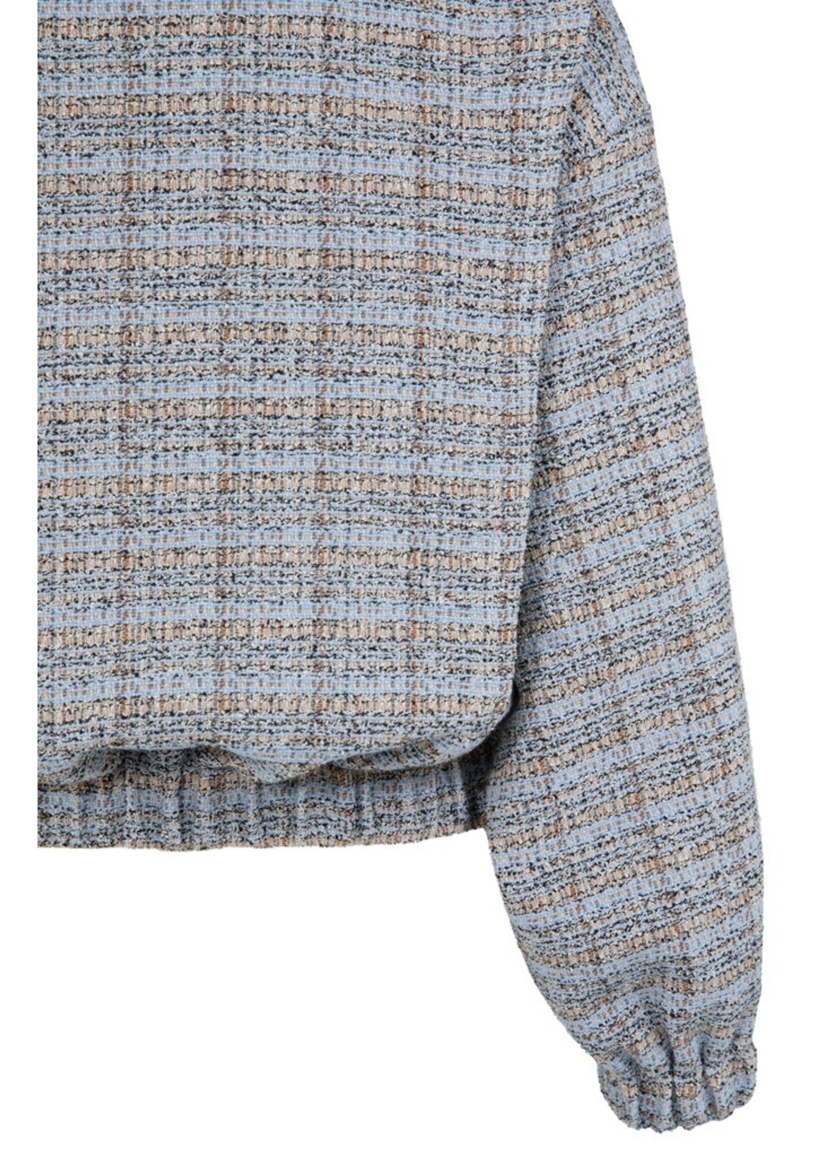 Yaya Yaya, Kort bouclé jack met elastische boorden, Ice blue dessin, Size: