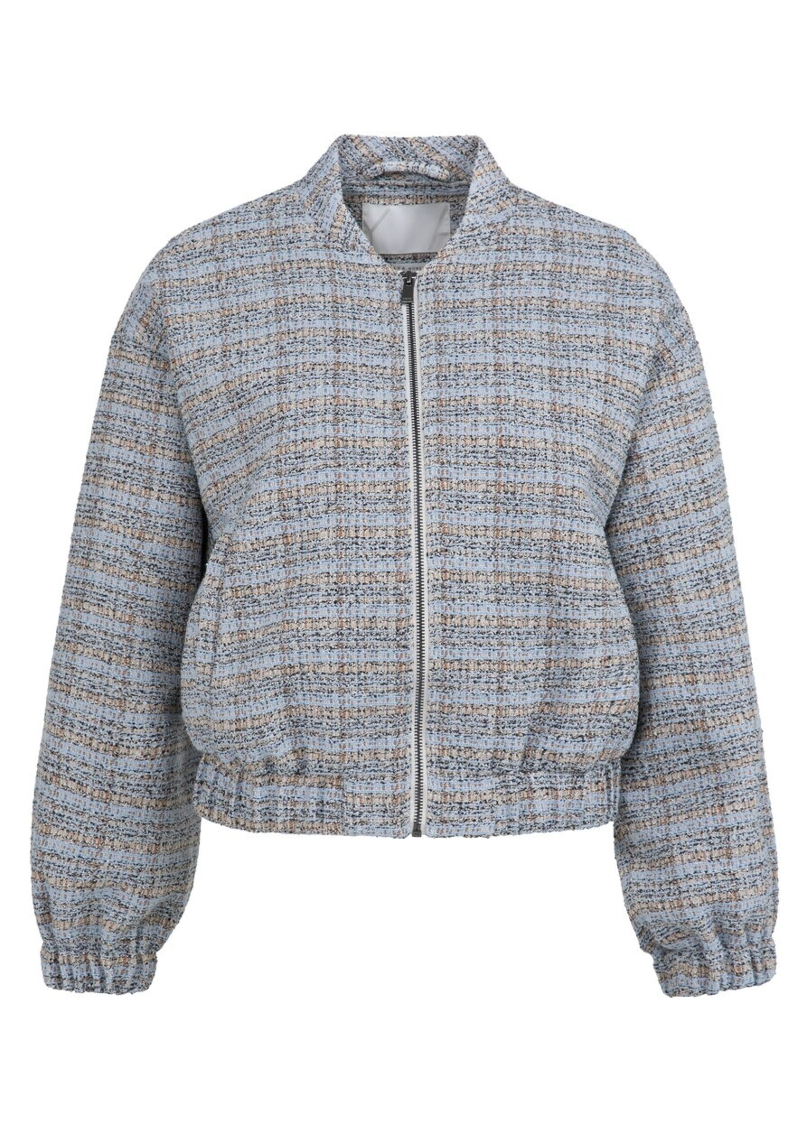 Yaya Yaya, Kort bouclé jack met elastische boorden, Ice blue dessin, Size: