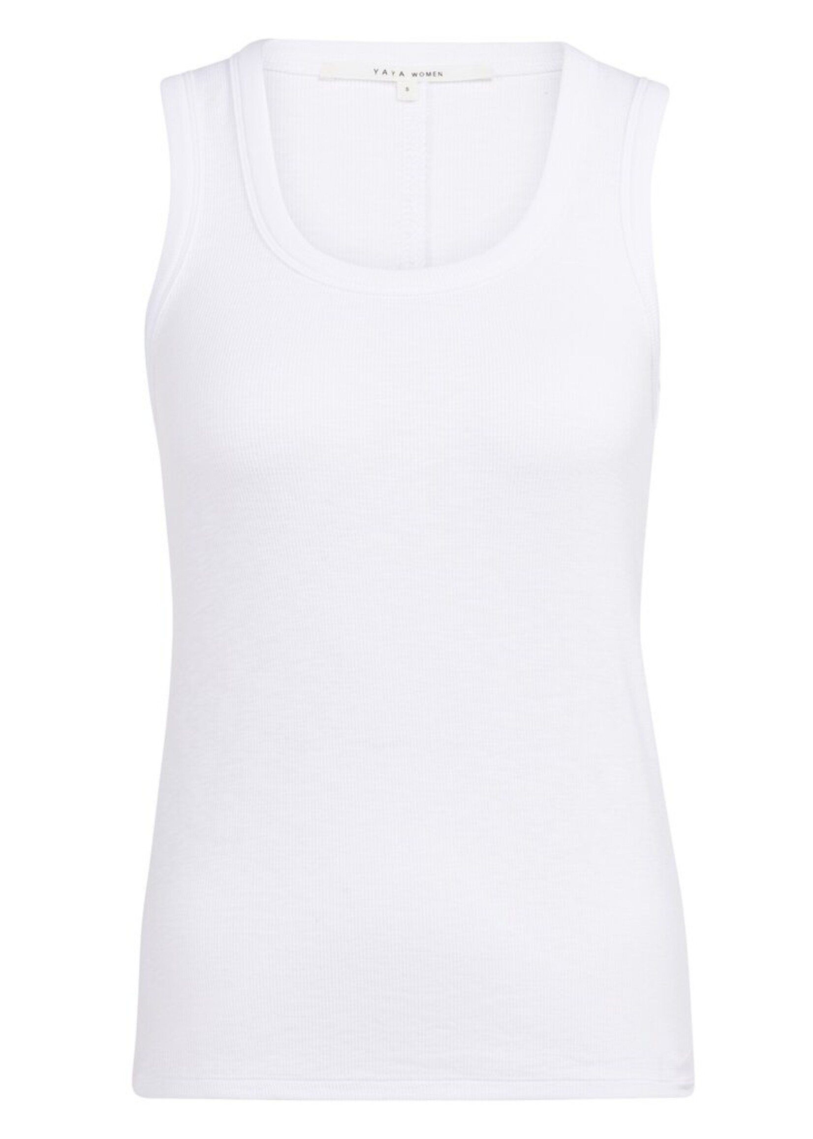 Yaya Yaya, Geribd singlet met ronde hals, Pure white, Size: