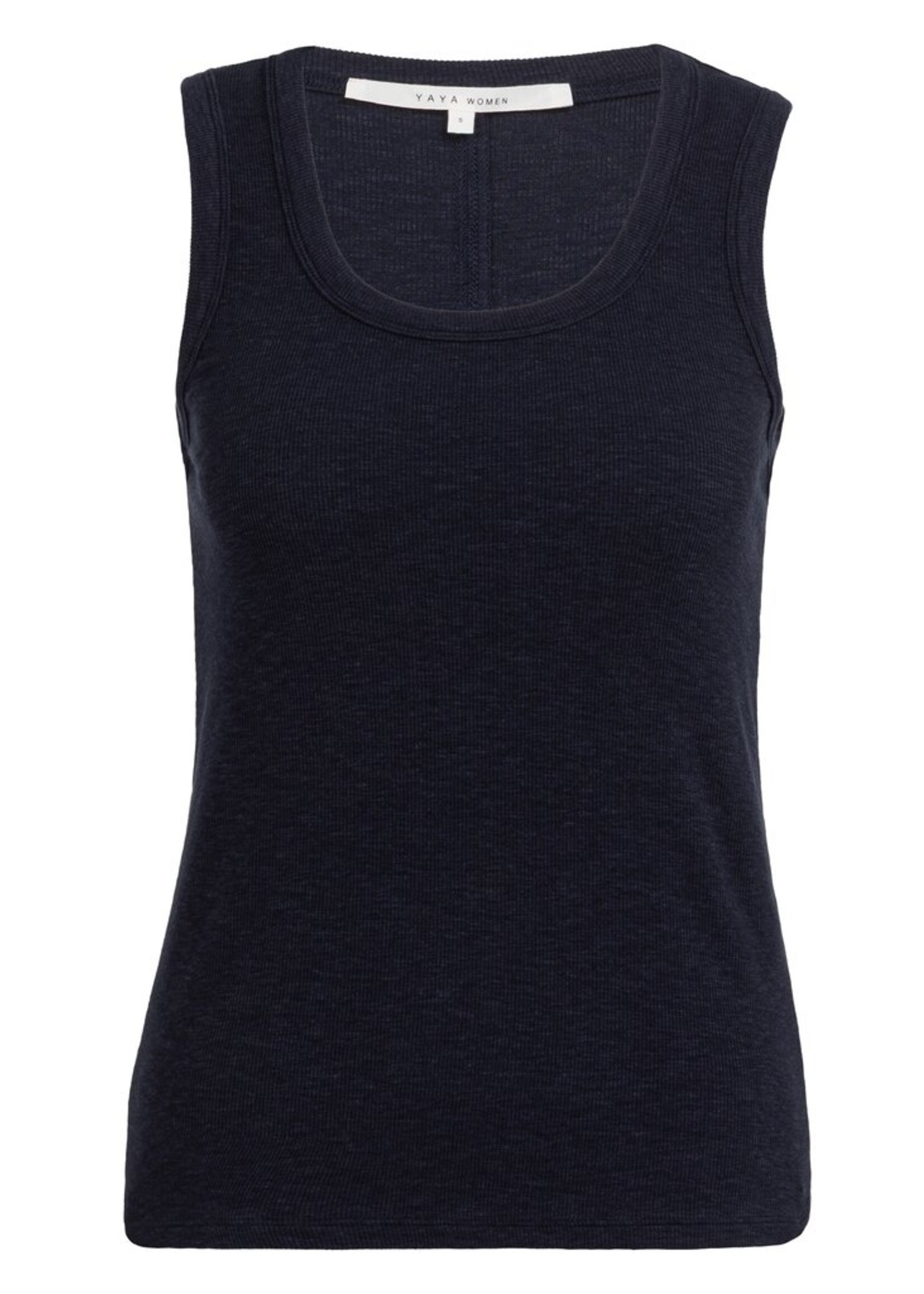 Yaya Yaya, Geribd singlet met ronde hals, Navy blazer, Size: