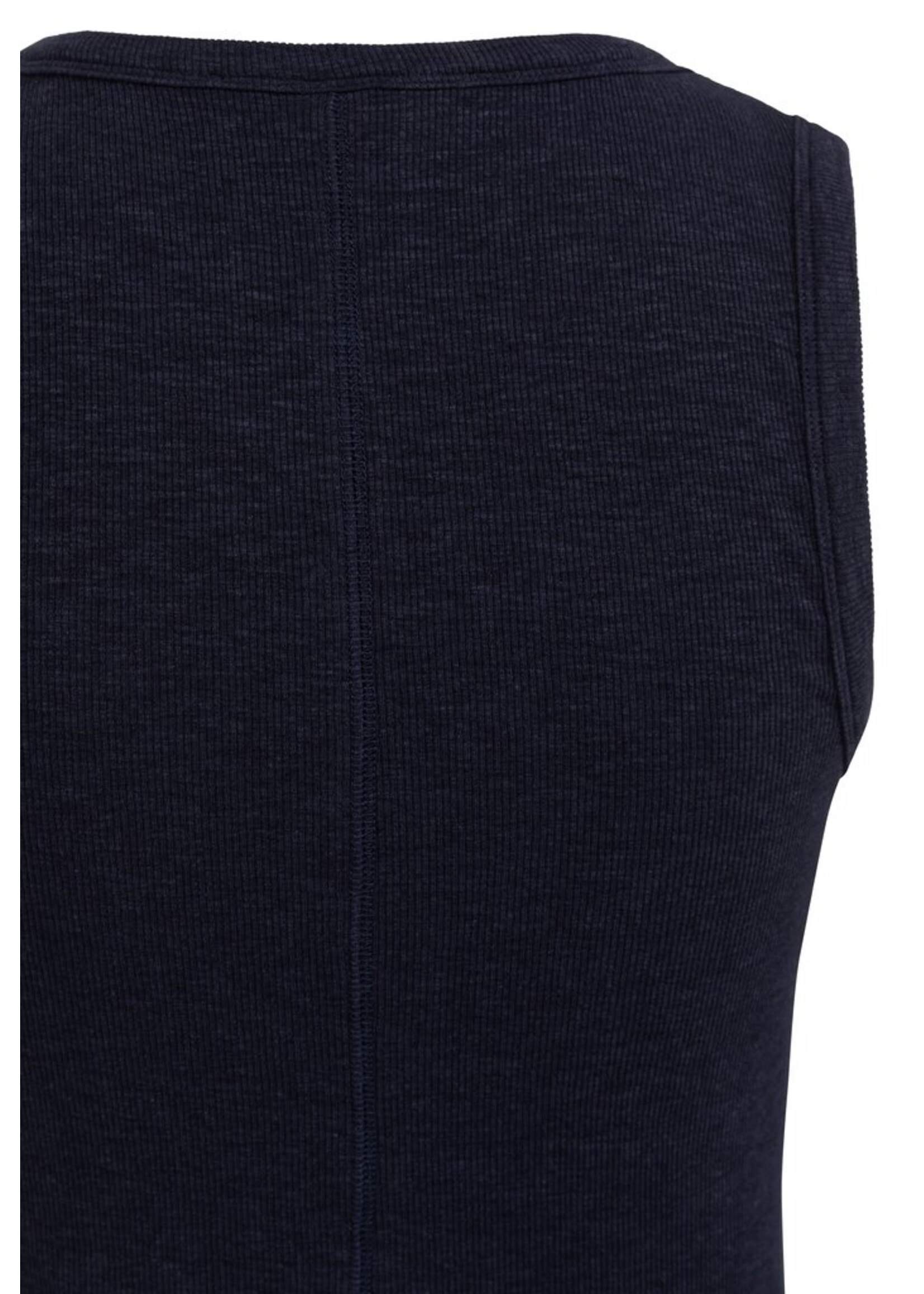 Yaya Yaya, Geribd singlet met ronde hals, Navy blazer, Size: