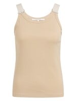 Yaya Yaya, Geribd singlet met ringdetails op de schouderbanden, Desert beige, Size: