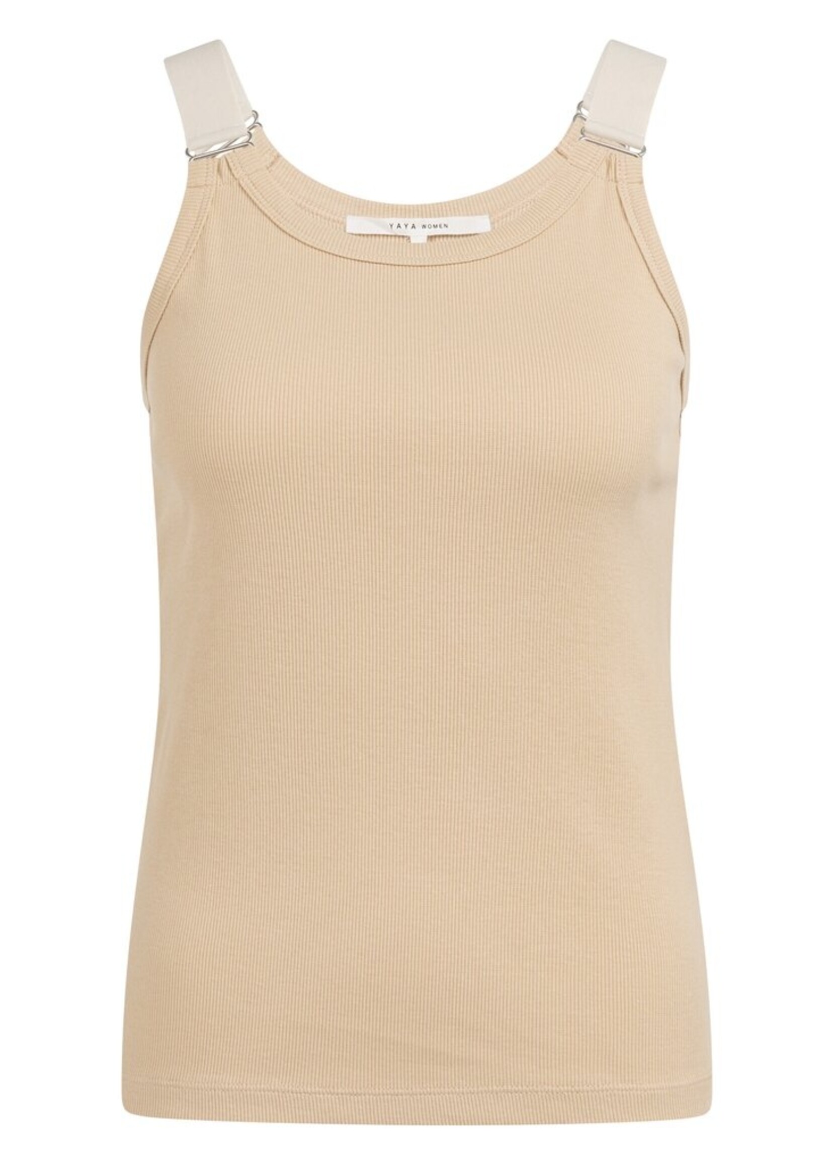 Yaya Yaya, Geribd singlet met ringdetails op de schouderbanden, Desert beige, Size: